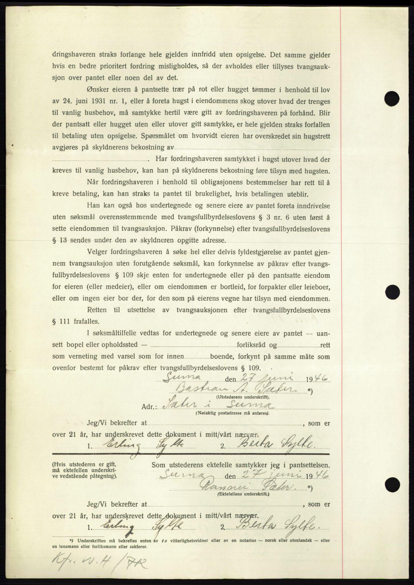 Nordmøre sorenskriveri, AV/SAT-A-4132/1/2/2Ca: Mortgage book no. B96, 1947-1947, Diary no: : 836/1947