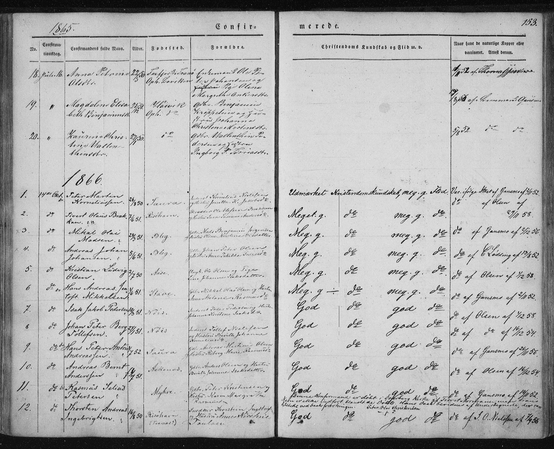 Ministerialprotokoller, klokkerbøker og fødselsregistre - Nordland, SAT/A-1459/897/L1396: Parish register (official) no. 897A04, 1842-1866, p. 153