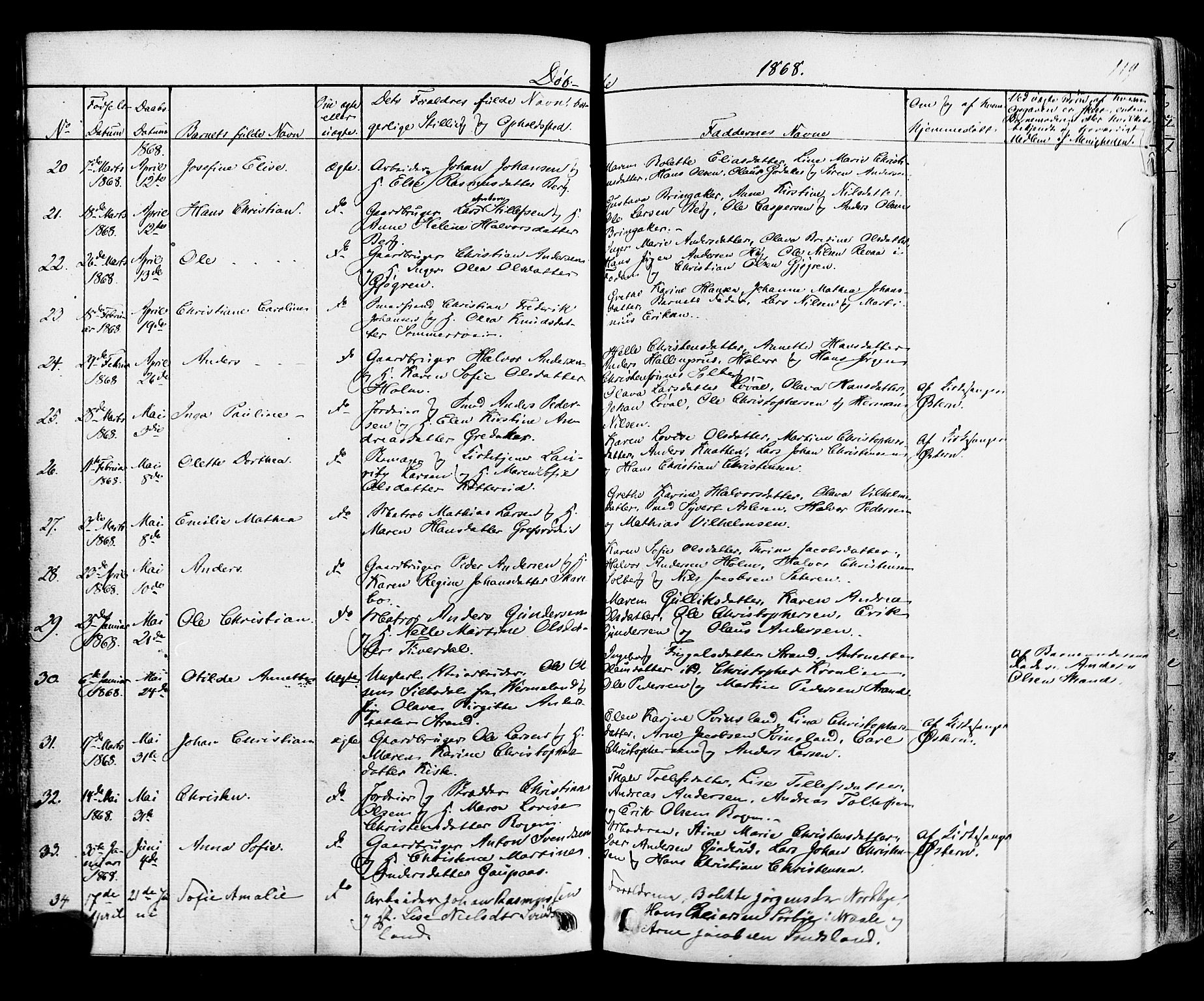 Botne kirkebøker, SAKO/A-340/F/Fa/L0006: Parish register (official) no. I 6, 1836-1877, p. 119