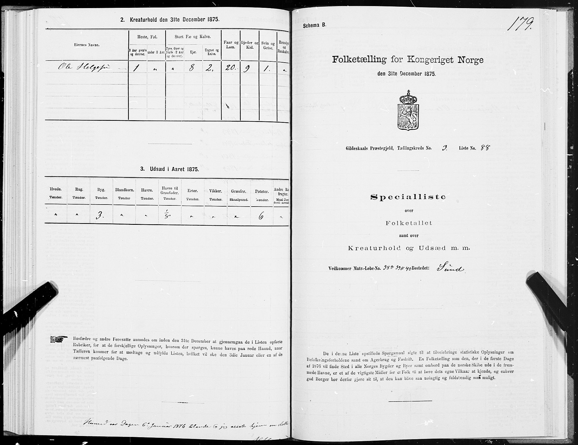 SAT, 1875 census for 1838P Gildeskål, 1875, p. 2179