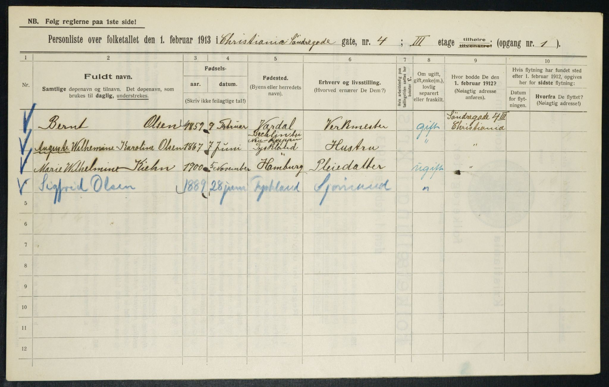 OBA, Municipal Census 1913 for Kristiania, 1913, p. 106391