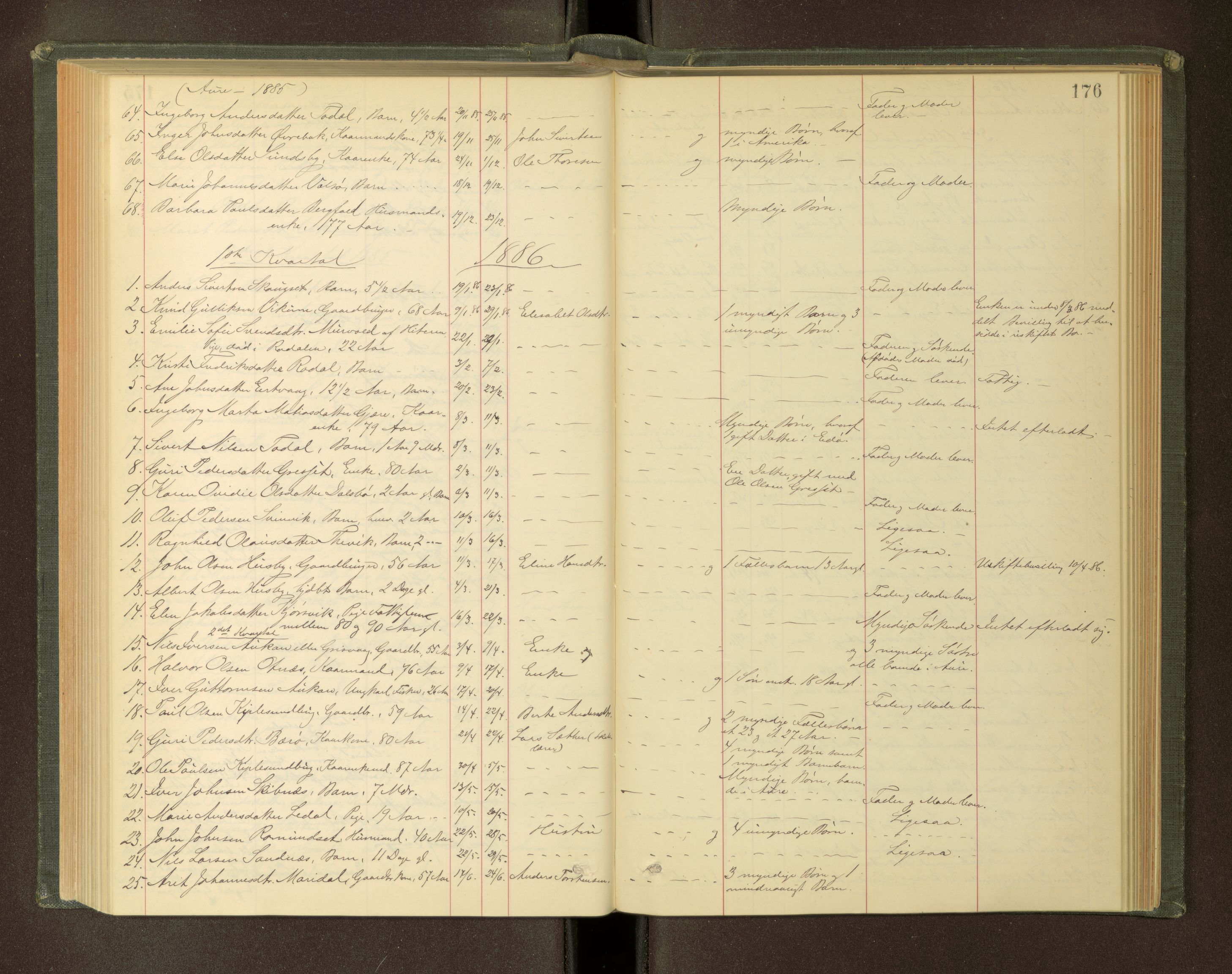 Nordmøre sorenskriveri, AV/SAT-A-4132/1/3/3L/L0003: Dødsfallsprotokoll, 1883-1897, p. 176