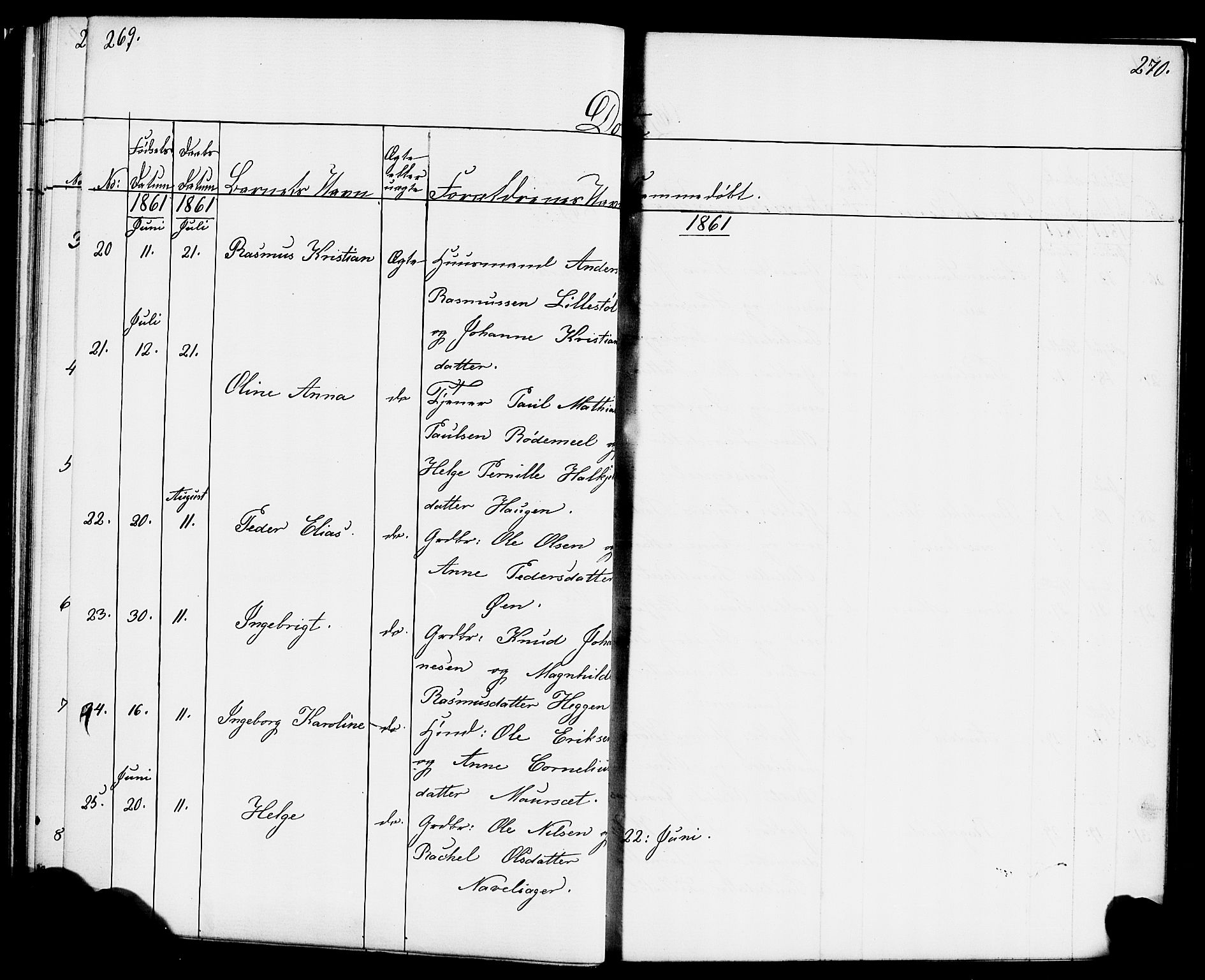 Hornindal sokneprestembete, AV/SAB-A-82401/H/Haa/Haaa/L0001: Parish register (official) no. A 1, 1837-1866, p. 270-271