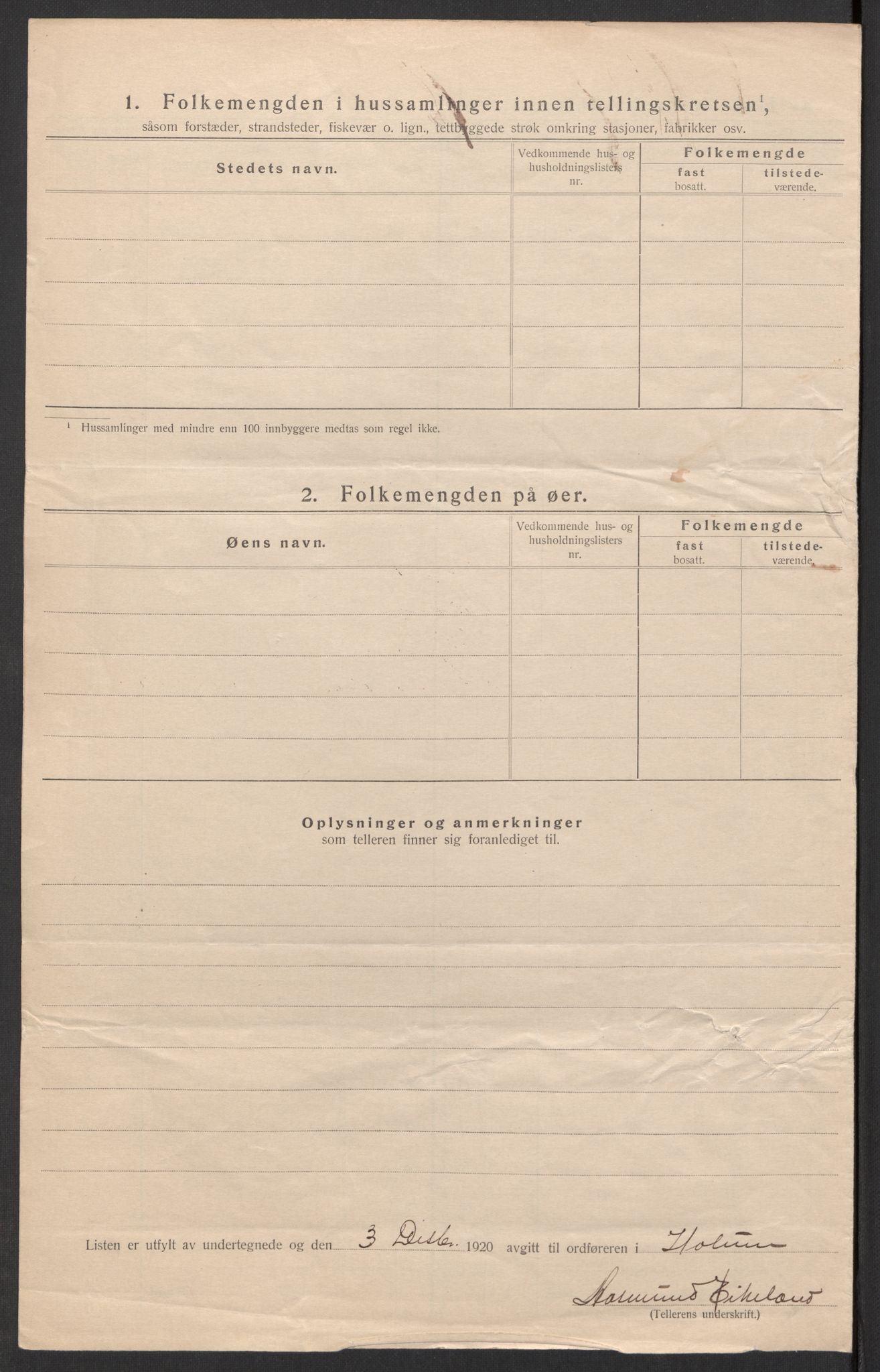 SAK, 1920 census for Holum, 1920, p. 42