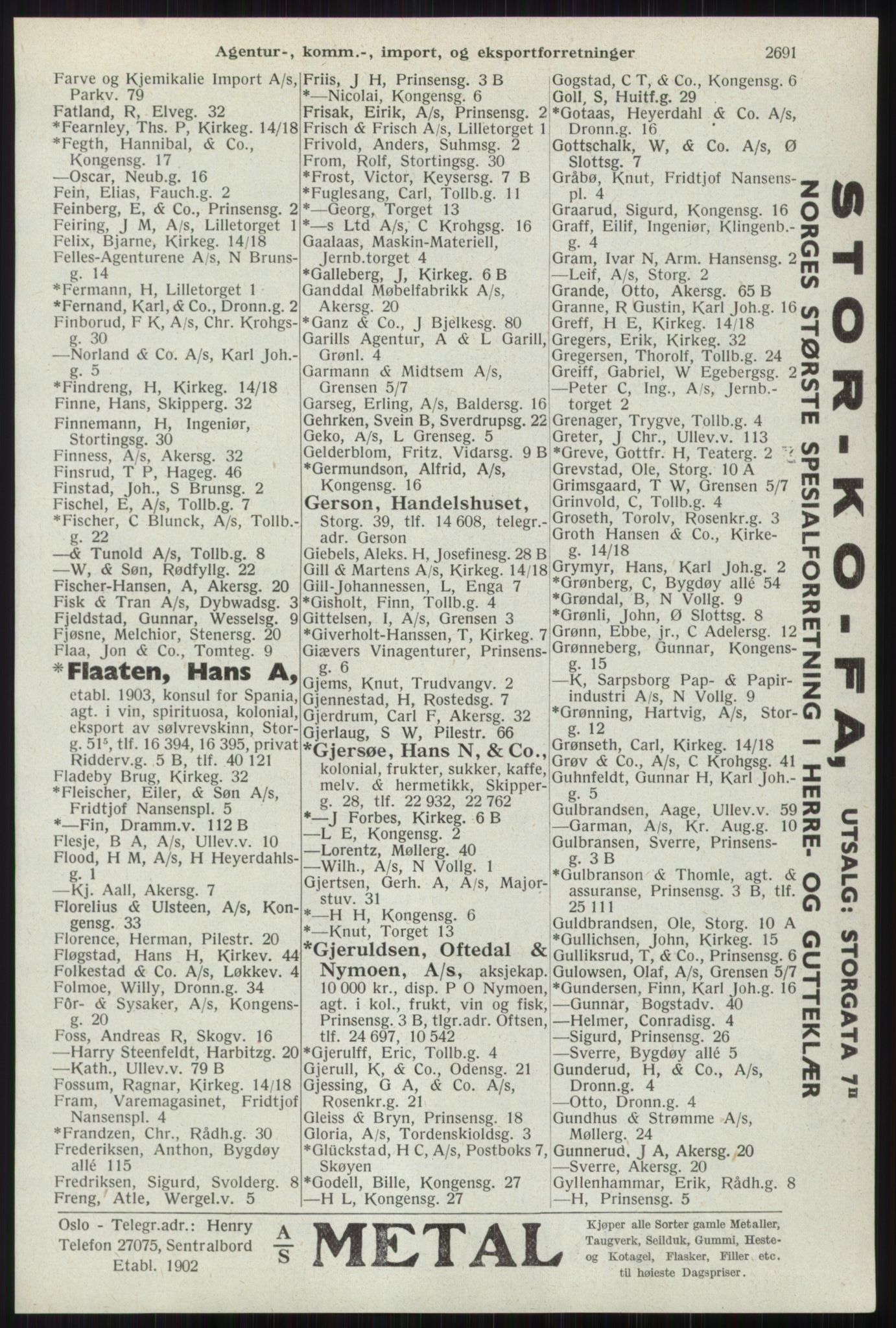 Kristiania/Oslo adressebok, PUBL/-, 1941, p. 2691