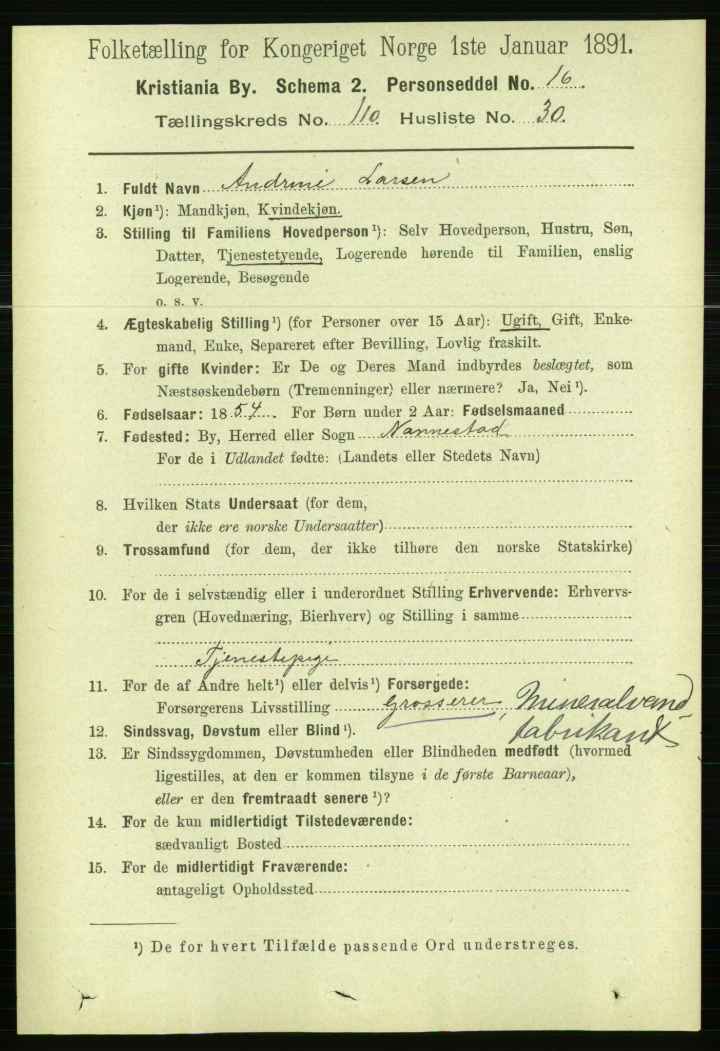 RA, 1891 census for 0301 Kristiania, 1891, p. 57812
