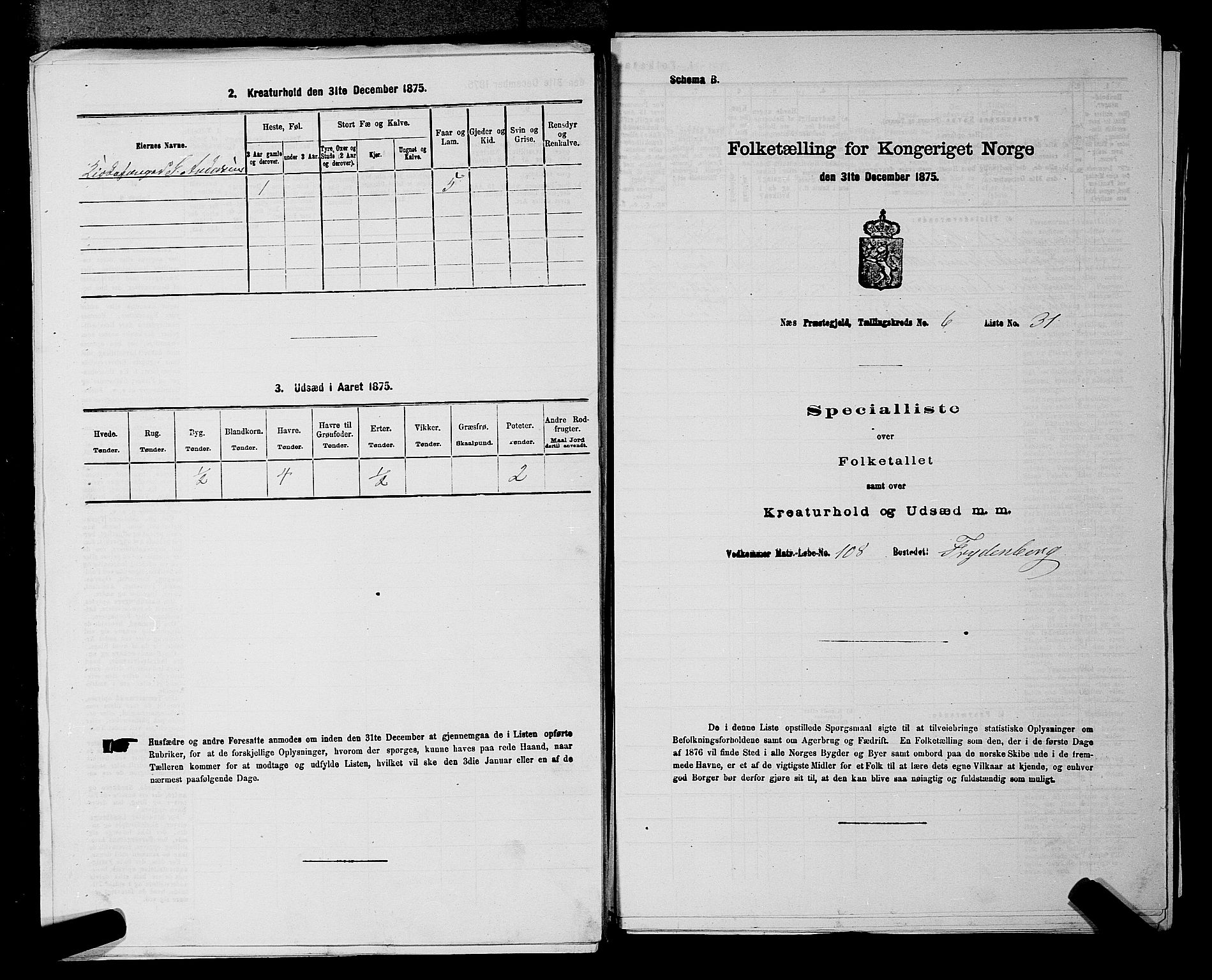 RA, 1875 census for 0236P Nes, 1875, p. 946