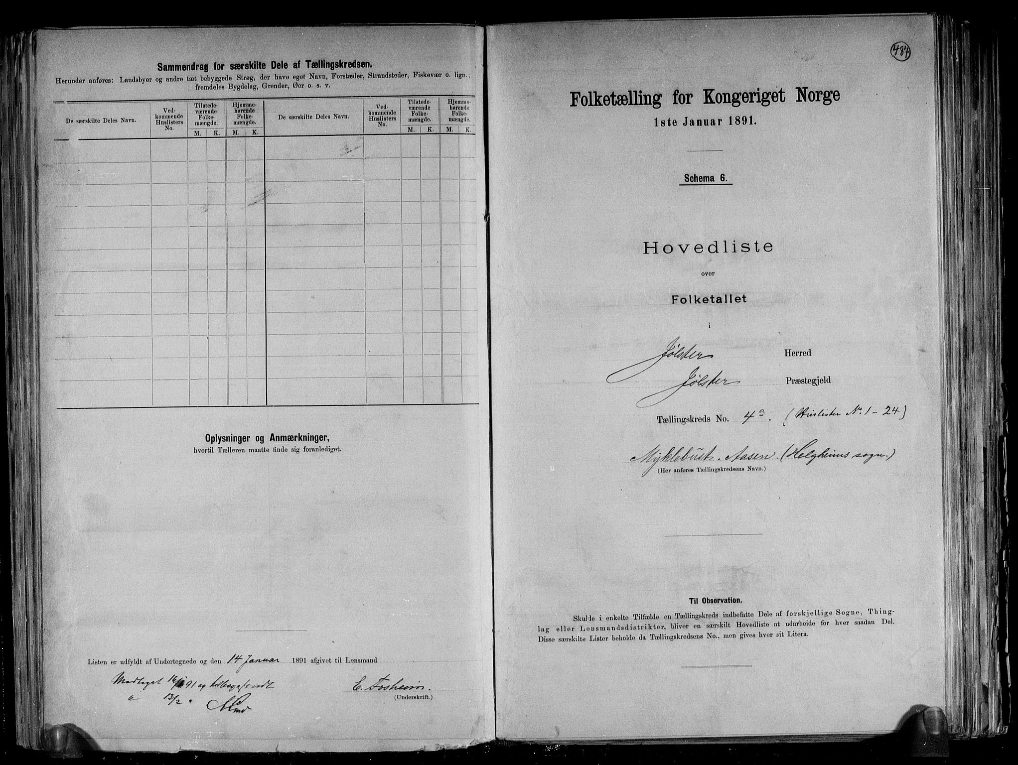 RA, 1891 census for 1431 Jølster, 1891, p. 13