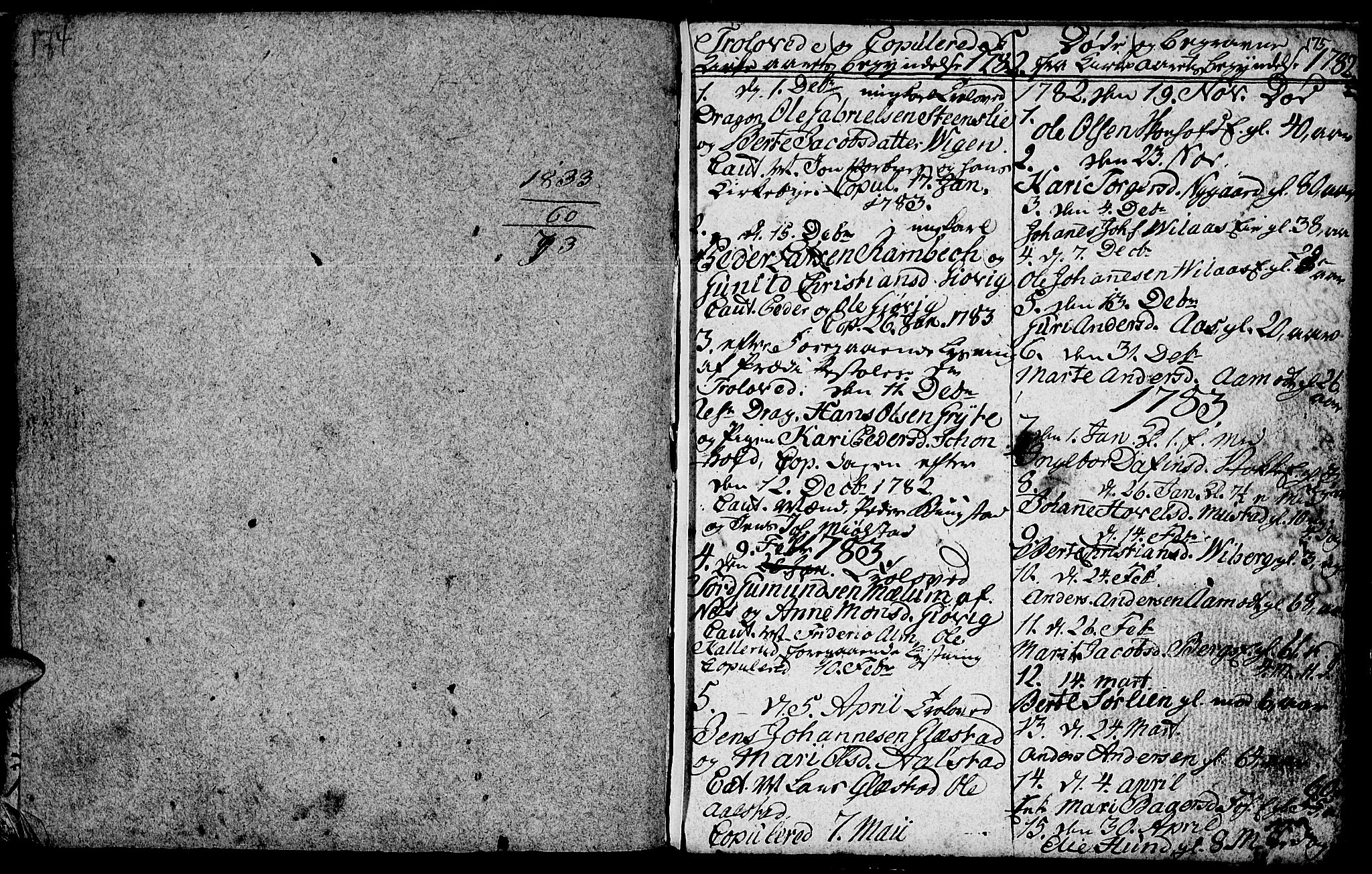 Vardal prestekontor, SAH/PREST-100/H/Ha/Hab/L0001: Parish register (copy) no. 1, 1771-1790, p. 174-175