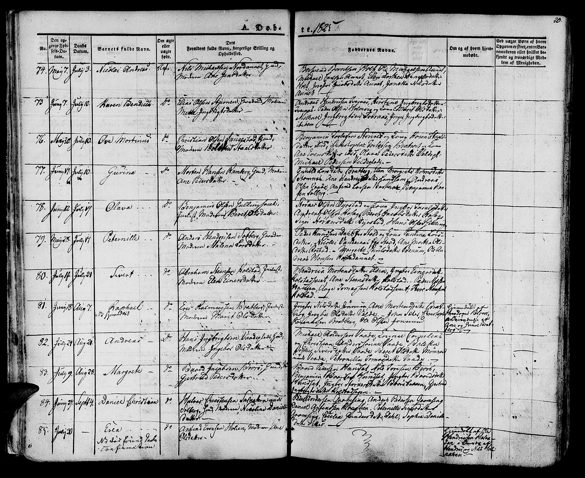 Ministerialprotokoller, klokkerbøker og fødselsregistre - Nord-Trøndelag, AV/SAT-A-1458/741/L0390: Parish register (official) no. 741A04, 1822-1836, p. 20