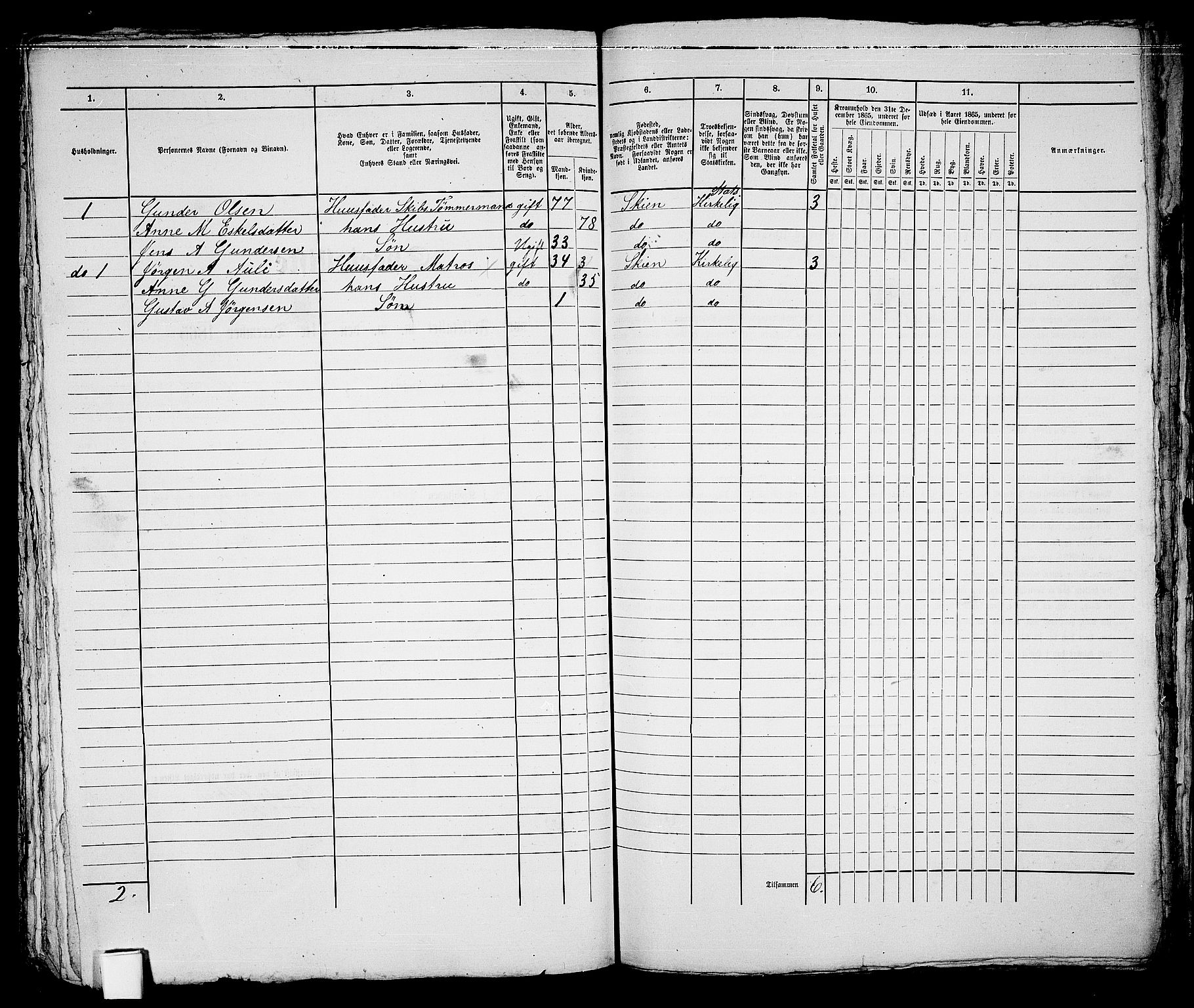 RA, 1865 census for Skien, 1865, p. 333