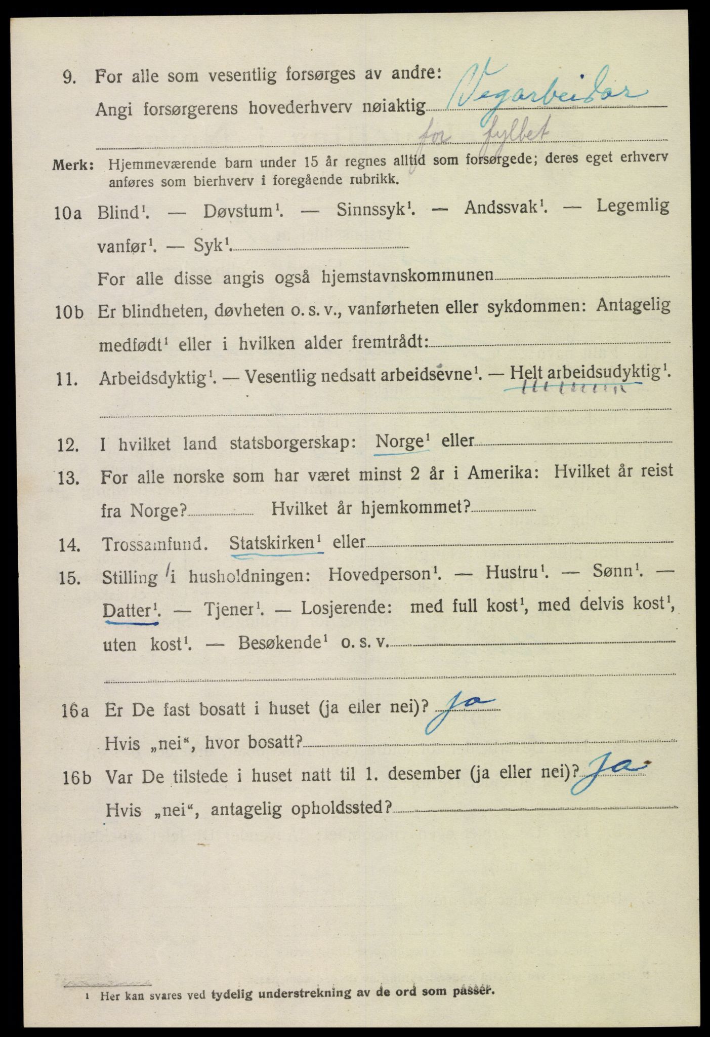 SAK, 1920 census for Hornnes, 1920, p. 1170