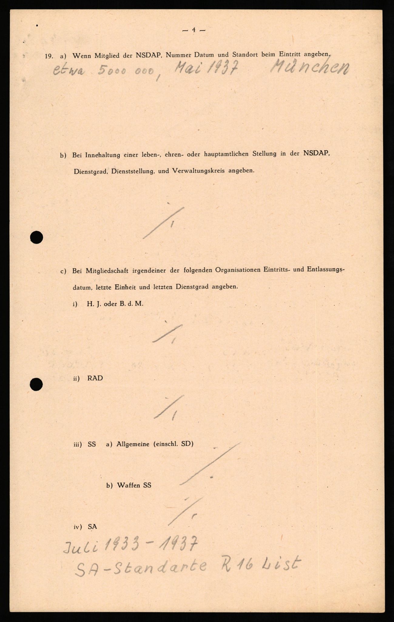 Forsvaret, Forsvarets overkommando II, RA/RAFA-3915/D/Db/L0029: CI Questionaires. Tyske okkupasjonsstyrker i Norge. Tyskere., 1945-1946, p. 39