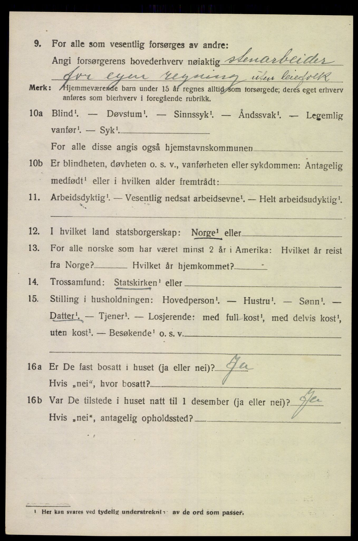 SAK, 1920 census for Vennesla, 1920, p. 4519