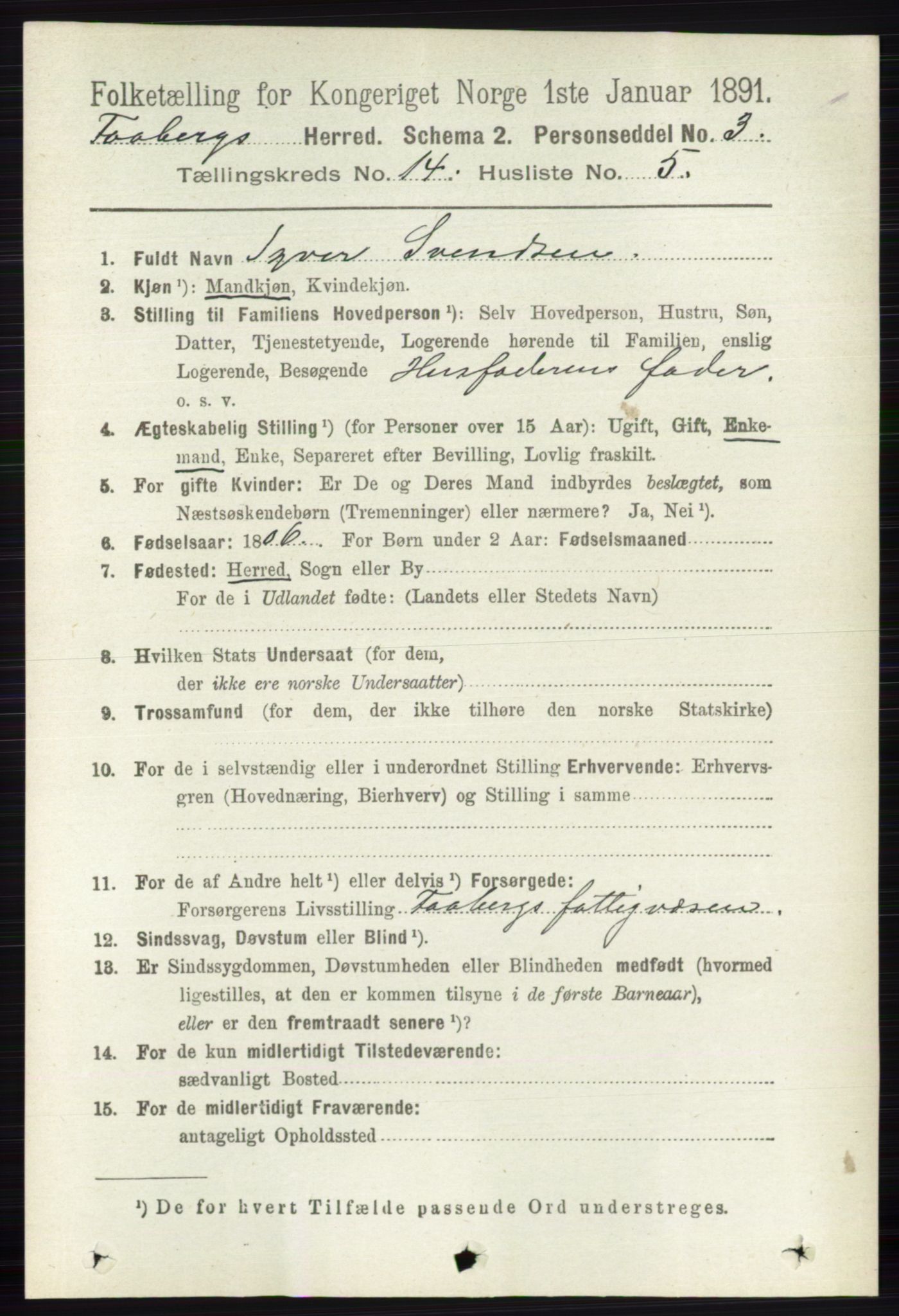 RA, 1891 census for 0524 Fåberg, 1891, p. 5672