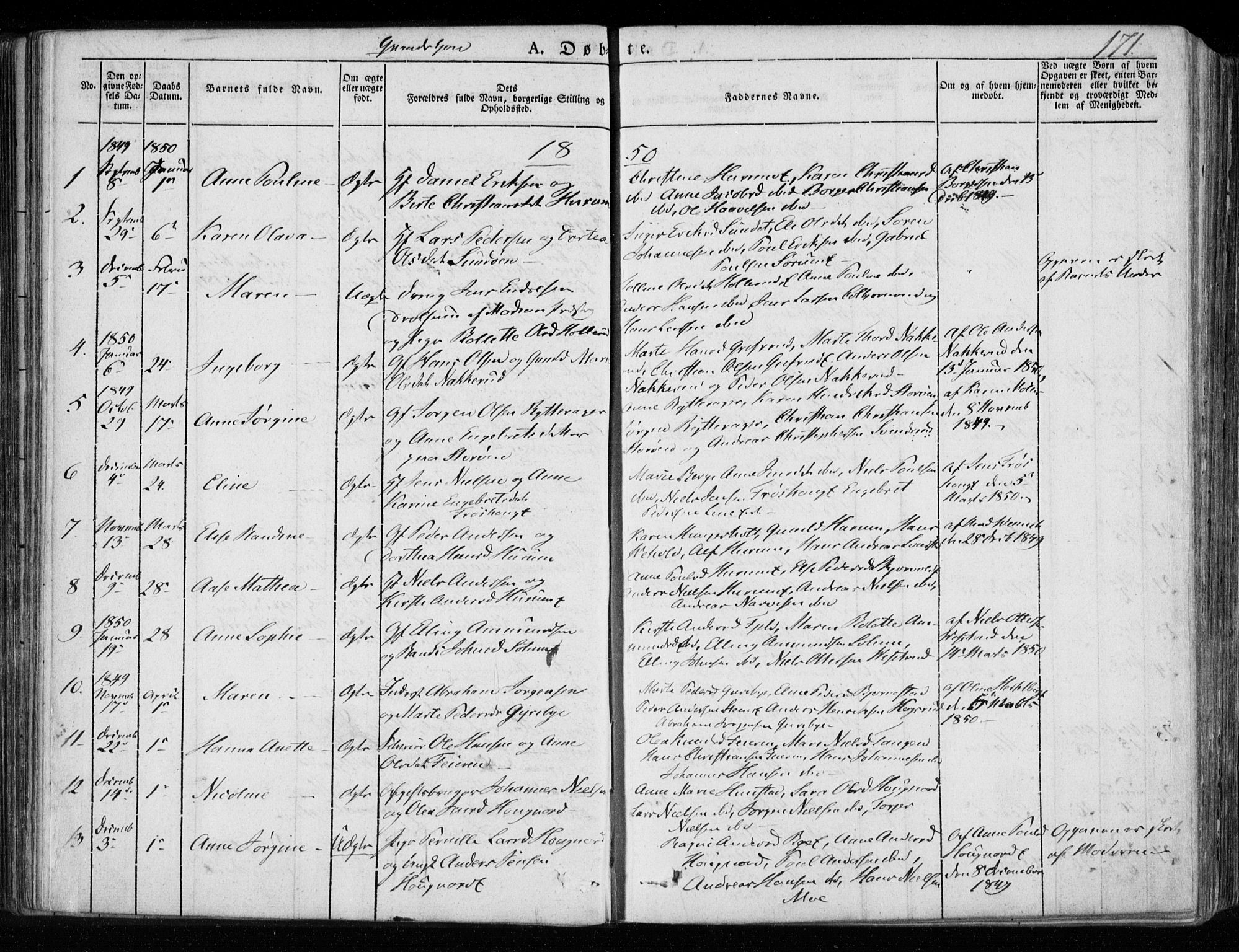 Hole kirkebøker, SAKO/A-228/F/Fa/L0005: Parish register (official) no. I 5, 1833-1851, p. 171