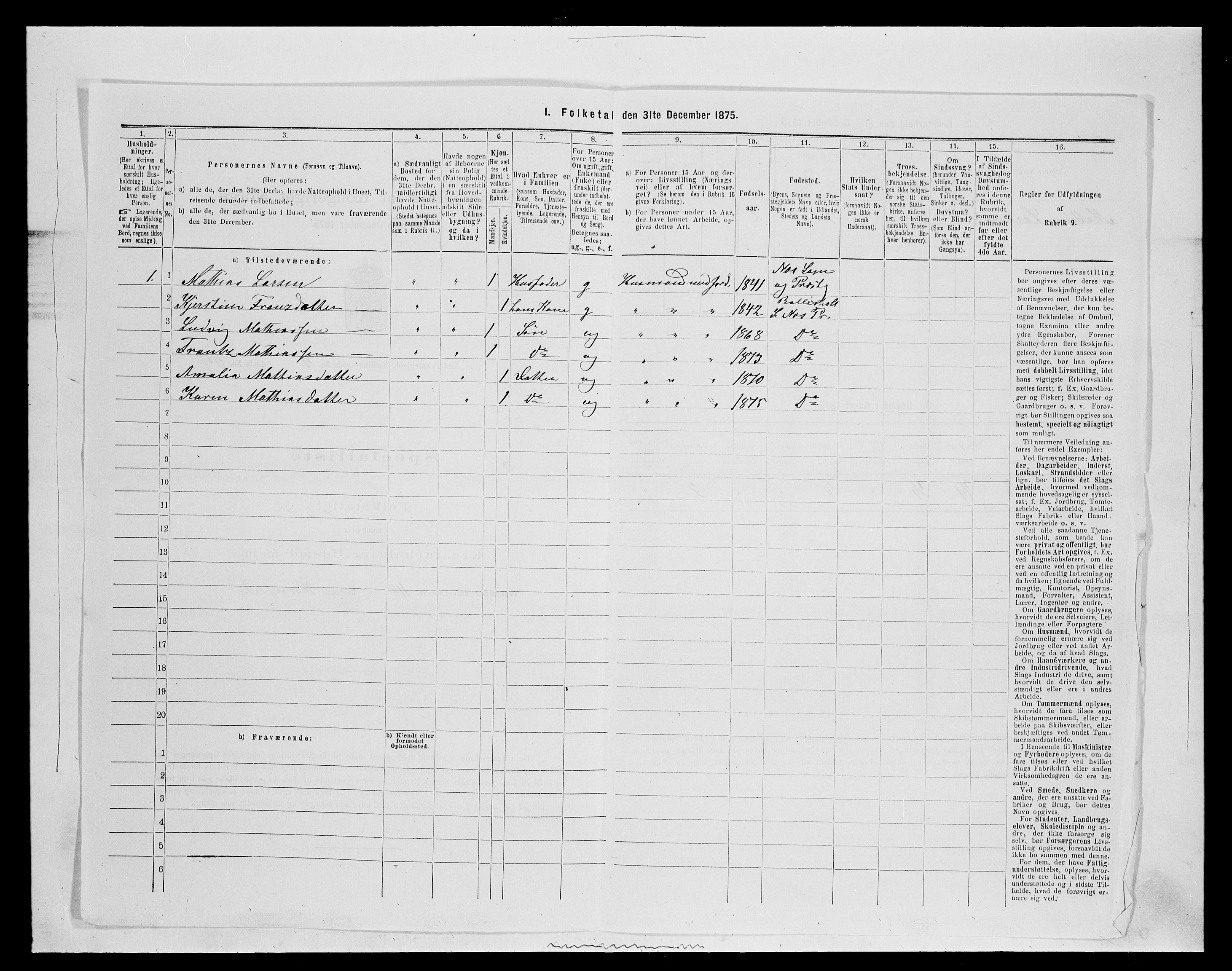SAH, 1875 census for 0411P Nes, 1875, p. 784