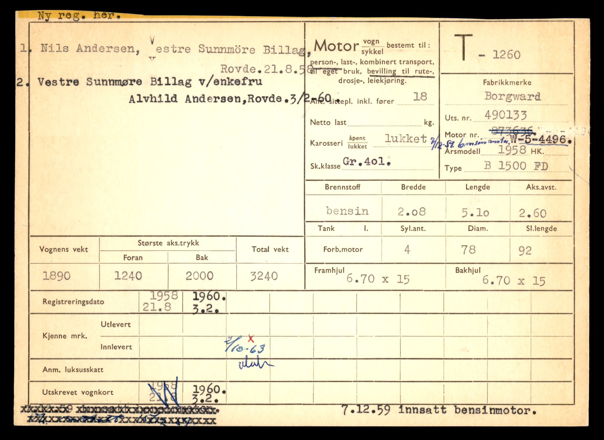 Møre og Romsdal vegkontor - Ålesund trafikkstasjon, SAT/A-4099/F/Fe/L0011: Registreringskort for kjøretøy T 1170 - T 1289, 1927-1998, p. 2204