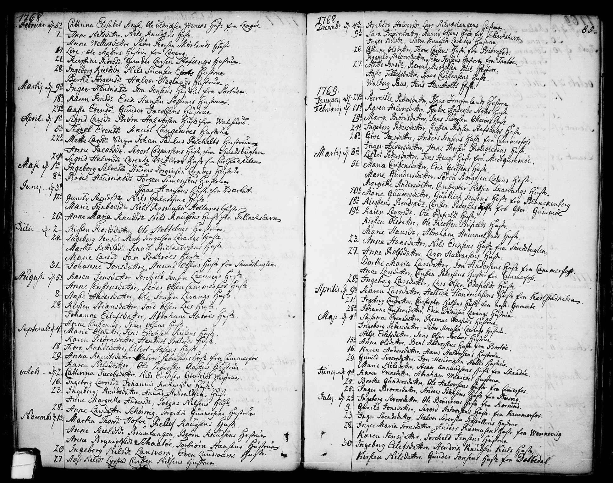 Sannidal kirkebøker, SAKO/A-296/F/Fa/L0002: Parish register (official) no. 2, 1767-1802, p. 85