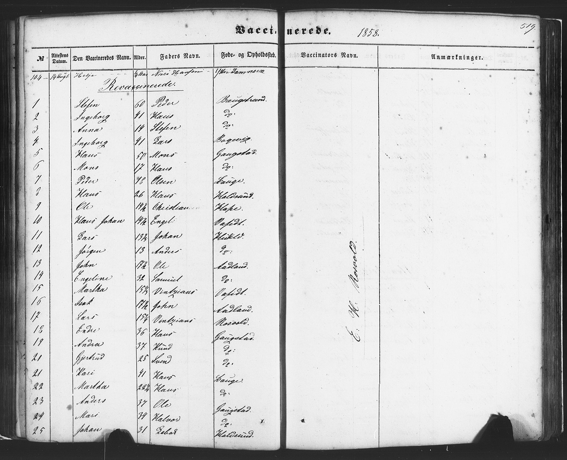 Fusa sokneprestembete, SAB/A-75401/H/Haa: Parish register (official) no. A 1II, 1855-1879, p. 519