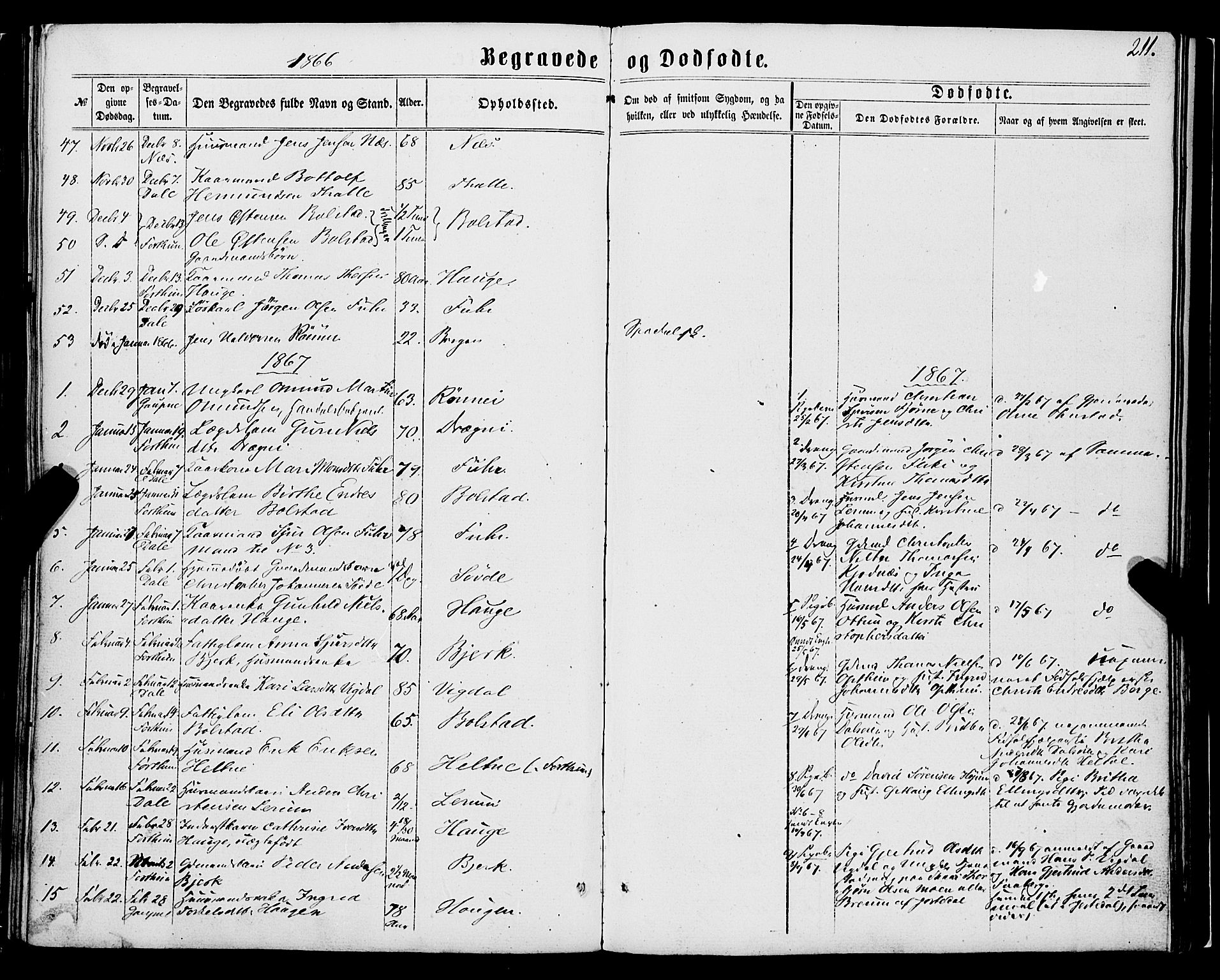 Luster sokneprestembete, SAB/A-81101/H/Haa/Haaa/L0008: Parish register (official) no. A 8, 1860-1870, p. 211