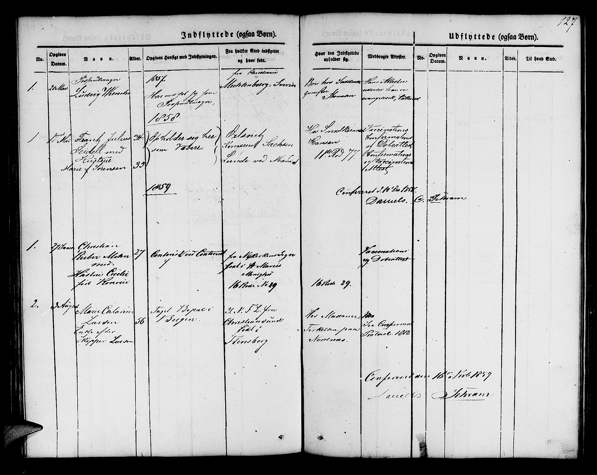 Mariakirken Sokneprestembete, SAB/A-76901/H/Hab/L0002: Parish register (copy) no. A 2, 1846-1862, p. 127