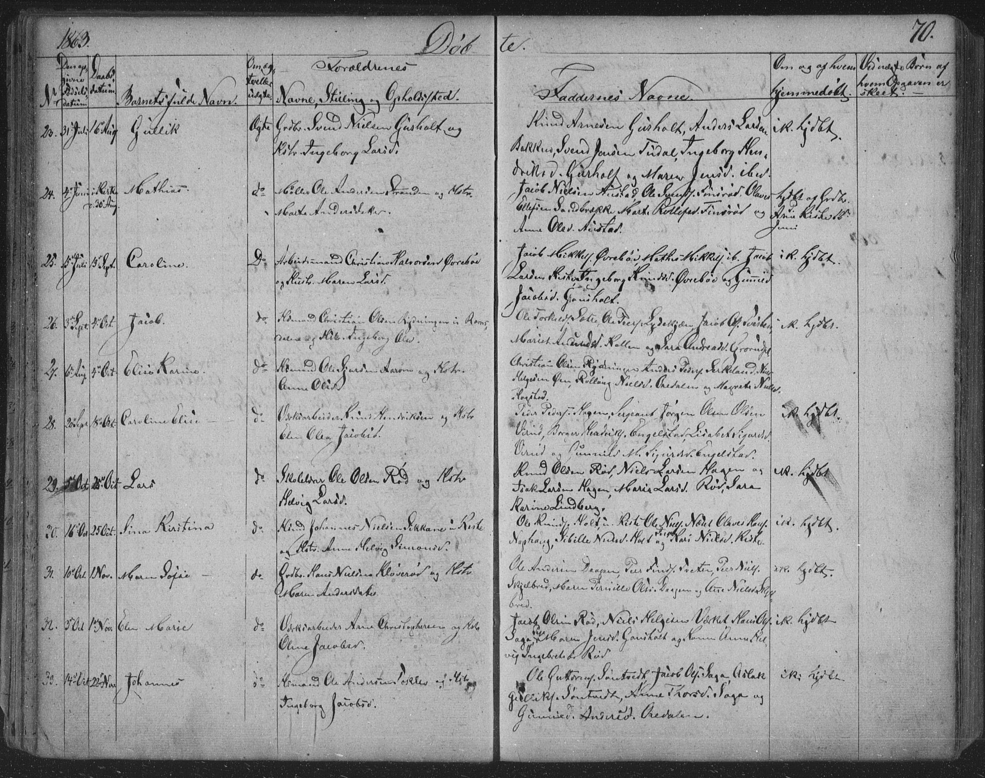 Siljan kirkebøker, SAKO/A-300/F/Fa/L0001: Parish register (official) no. 1, 1831-1870, p. 70