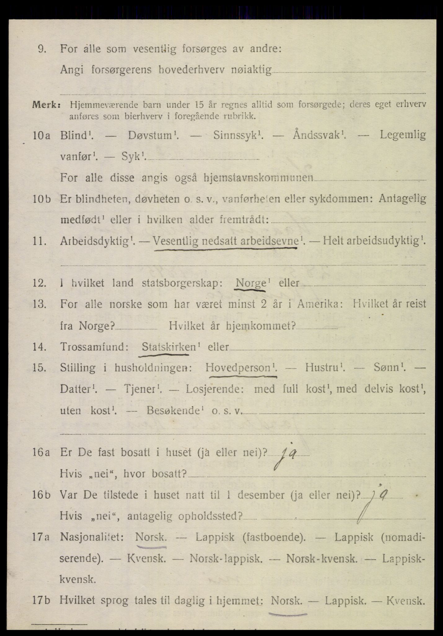 SAT, 1920 census for Hemnes, 1920, p. 4409