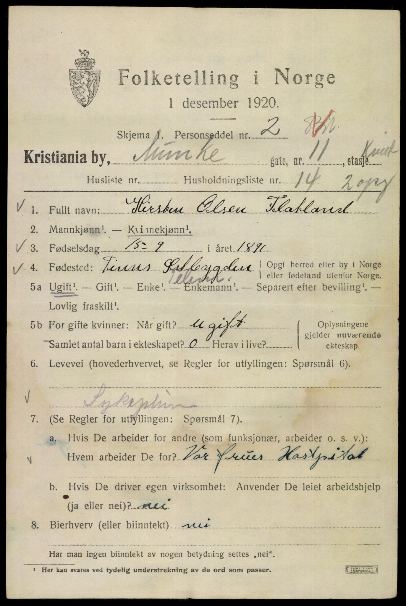 SAO, 1920 census for Kristiania, 1920, p. 405253