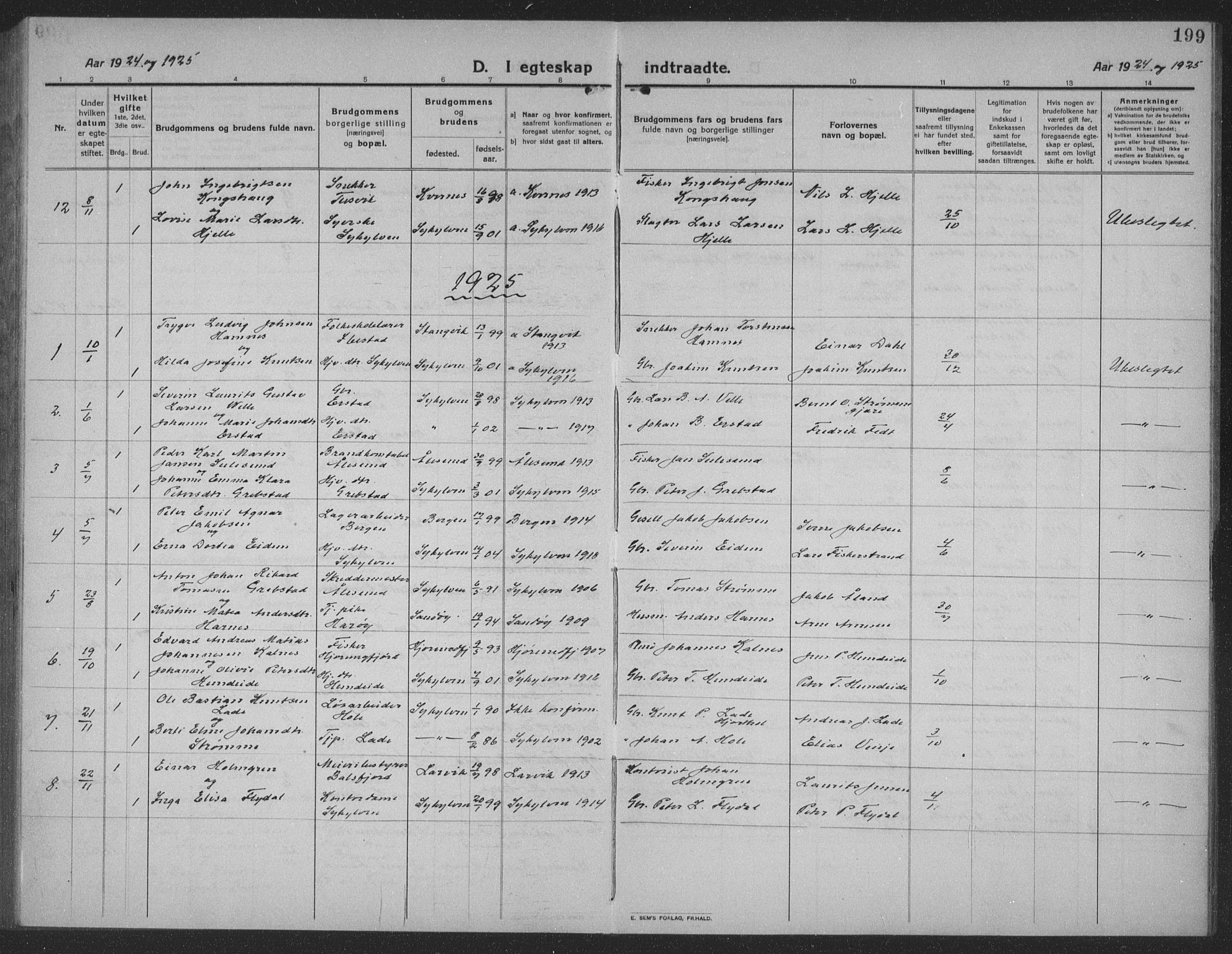 Ministerialprotokoller, klokkerbøker og fødselsregistre - Møre og Romsdal, AV/SAT-A-1454/523/L0342: Parish register (copy) no. 523C05, 1916-1937, p. 199