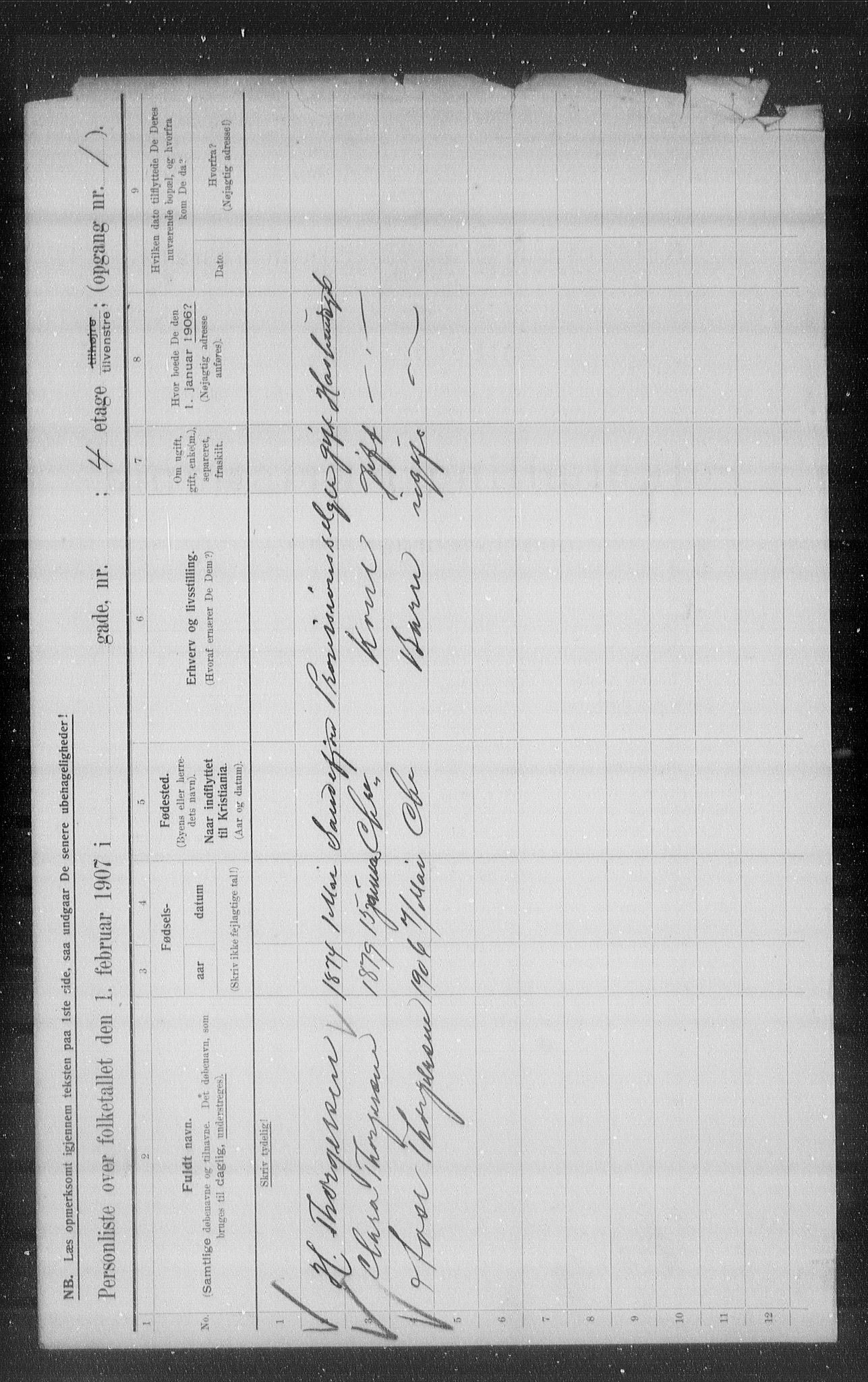 OBA, Municipal Census 1907 for Kristiania, 1907, p. 18139