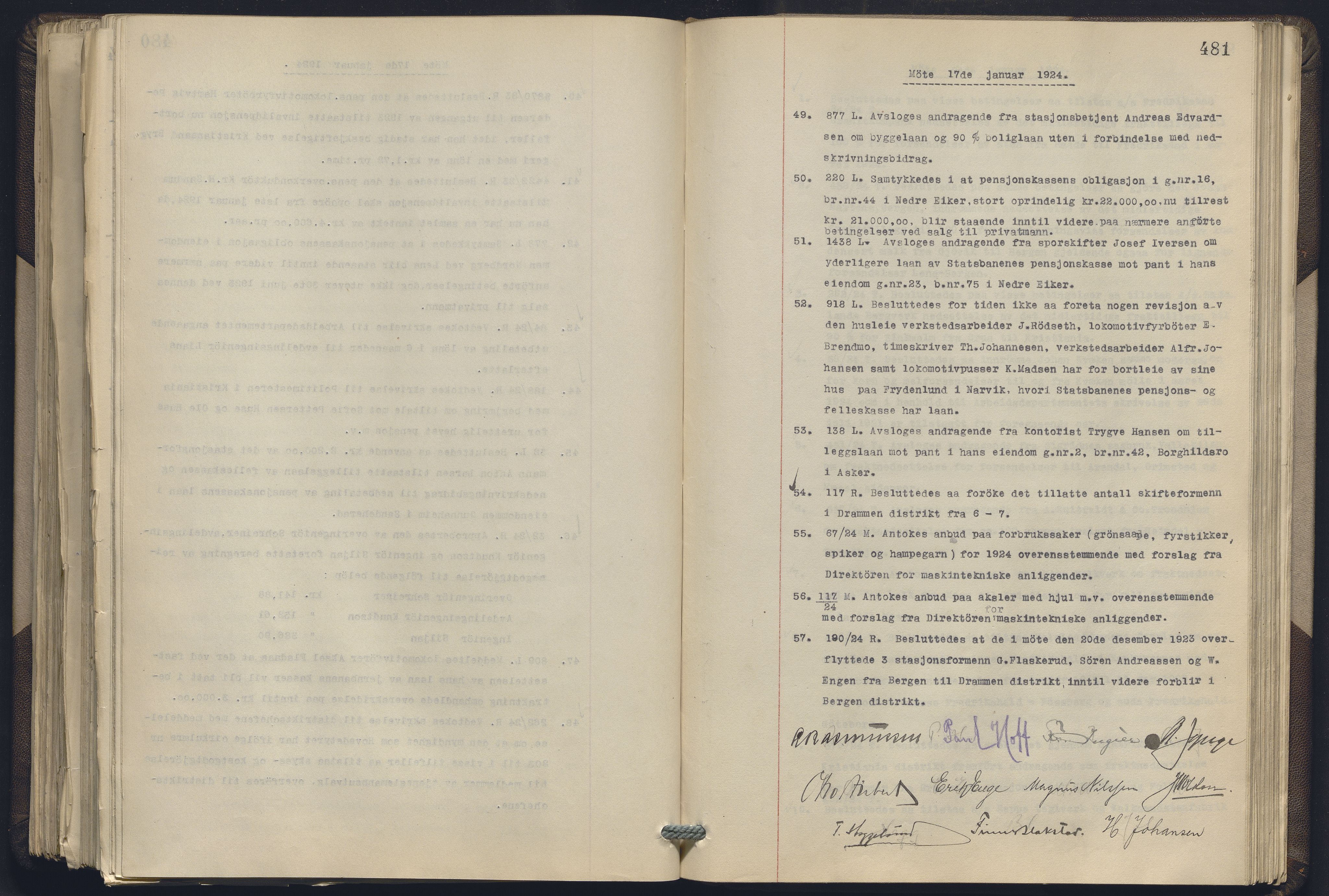 Norges statsbaner, Administrasjons- økonomi- og personalavdelingen, RA/S-3412/A/Aa/L0019: Forhandlingsprotokoll, 1922-1924, p. 481