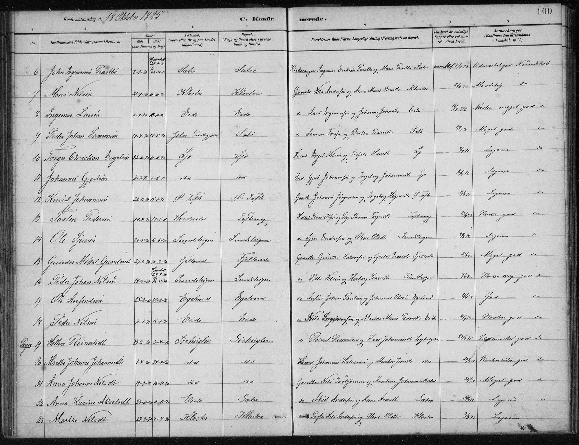 Fjelberg sokneprestembete, AV/SAB-A-75201/H/Haa: Parish register (official) no. C  1, 1879-1918, p. 100