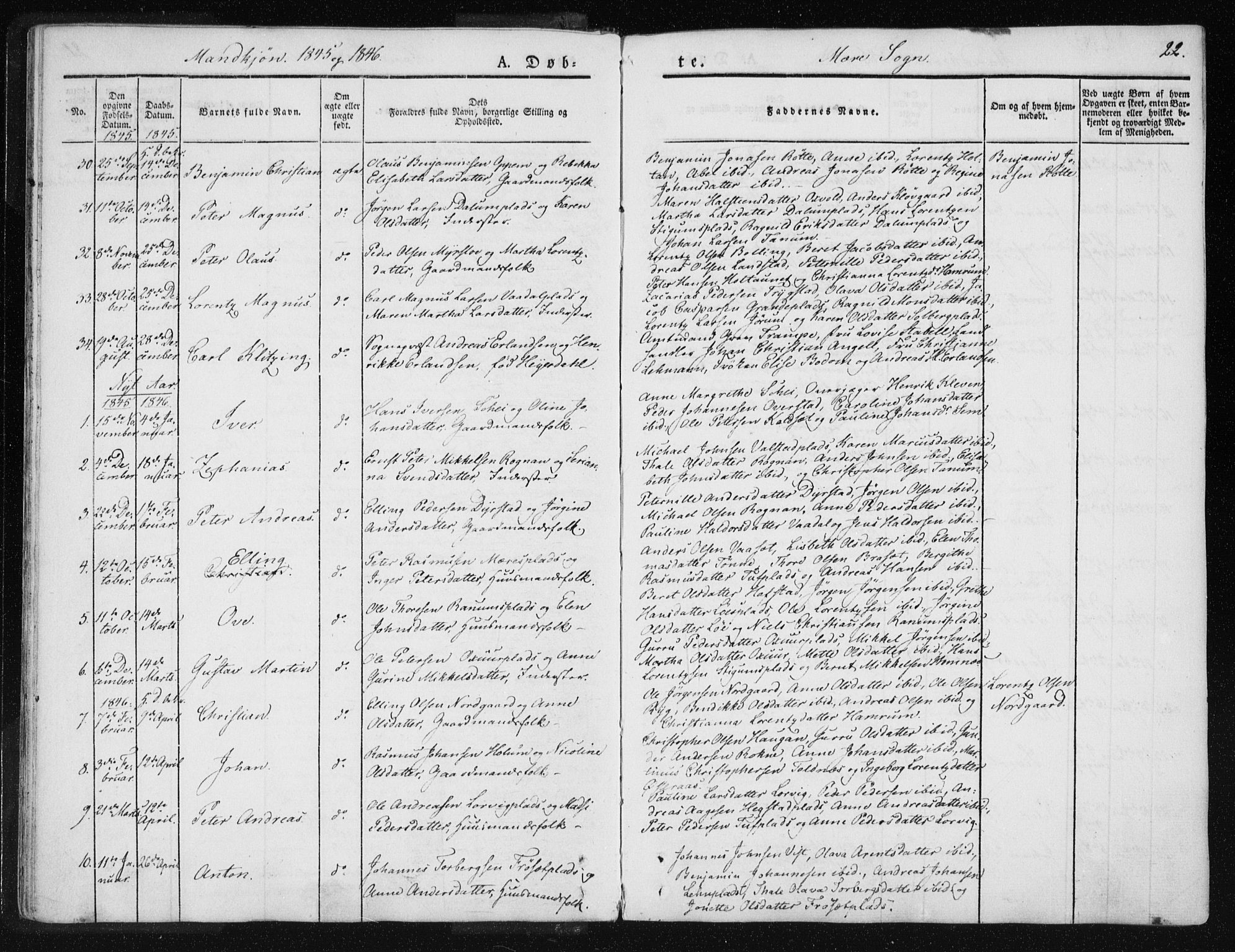 Ministerialprotokoller, klokkerbøker og fødselsregistre - Nord-Trøndelag, SAT/A-1458/735/L0339: Parish register (official) no. 735A06 /1, 1836-1848, p. 22