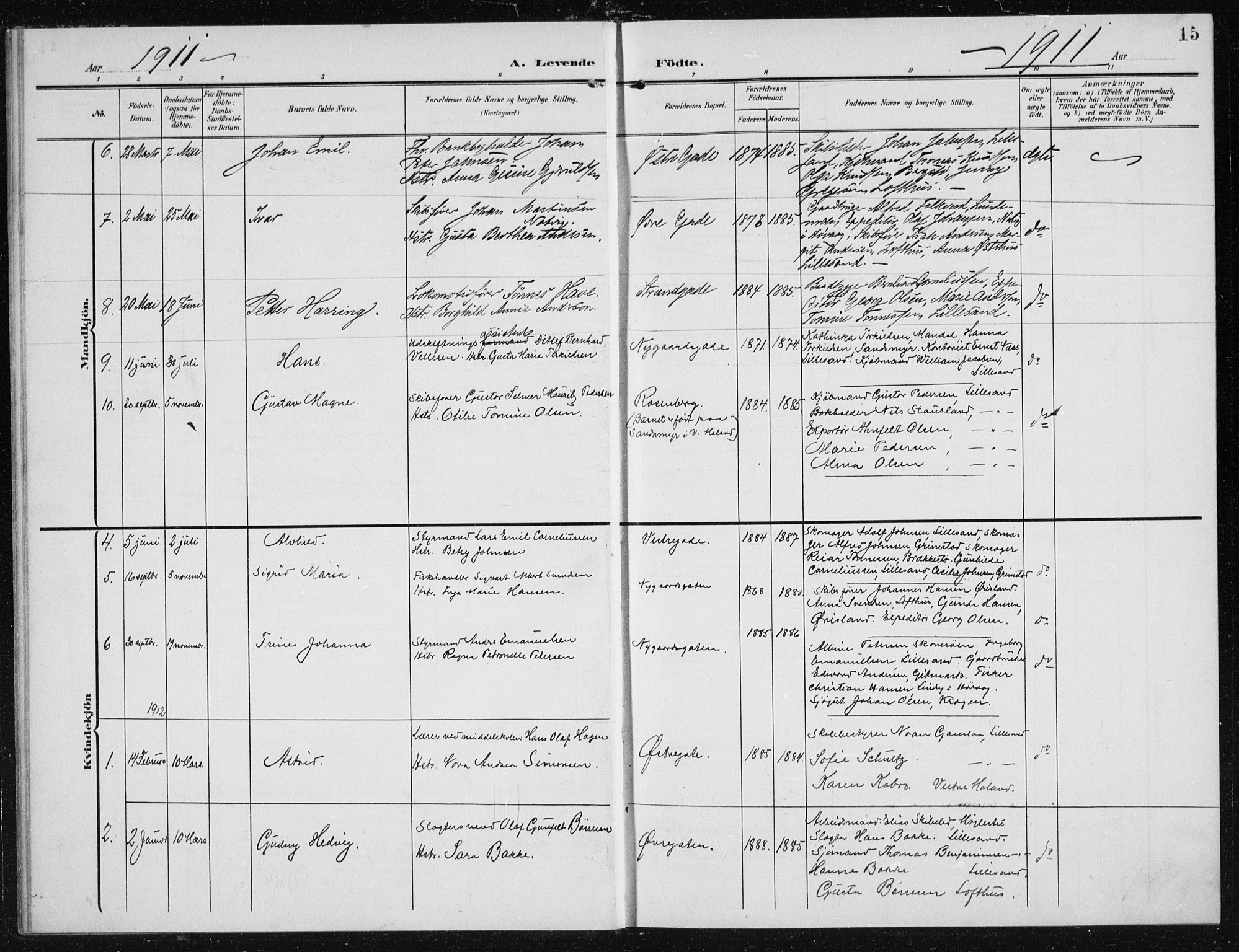 Vestre Moland sokneprestkontor, AV/SAK-1111-0046/F/Fb/Fba/L0002: Parish register (copy) no. B 2, 1904-1934, p. 15