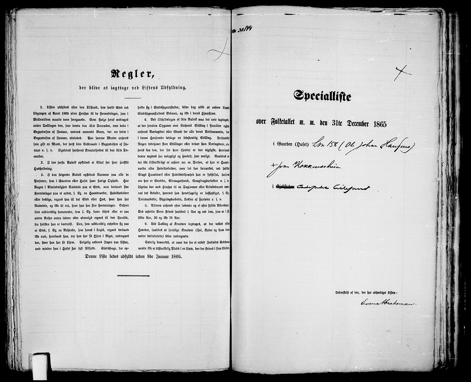 RA, 1865 census for Vestre Moland/Lillesand, 1865, p. 297