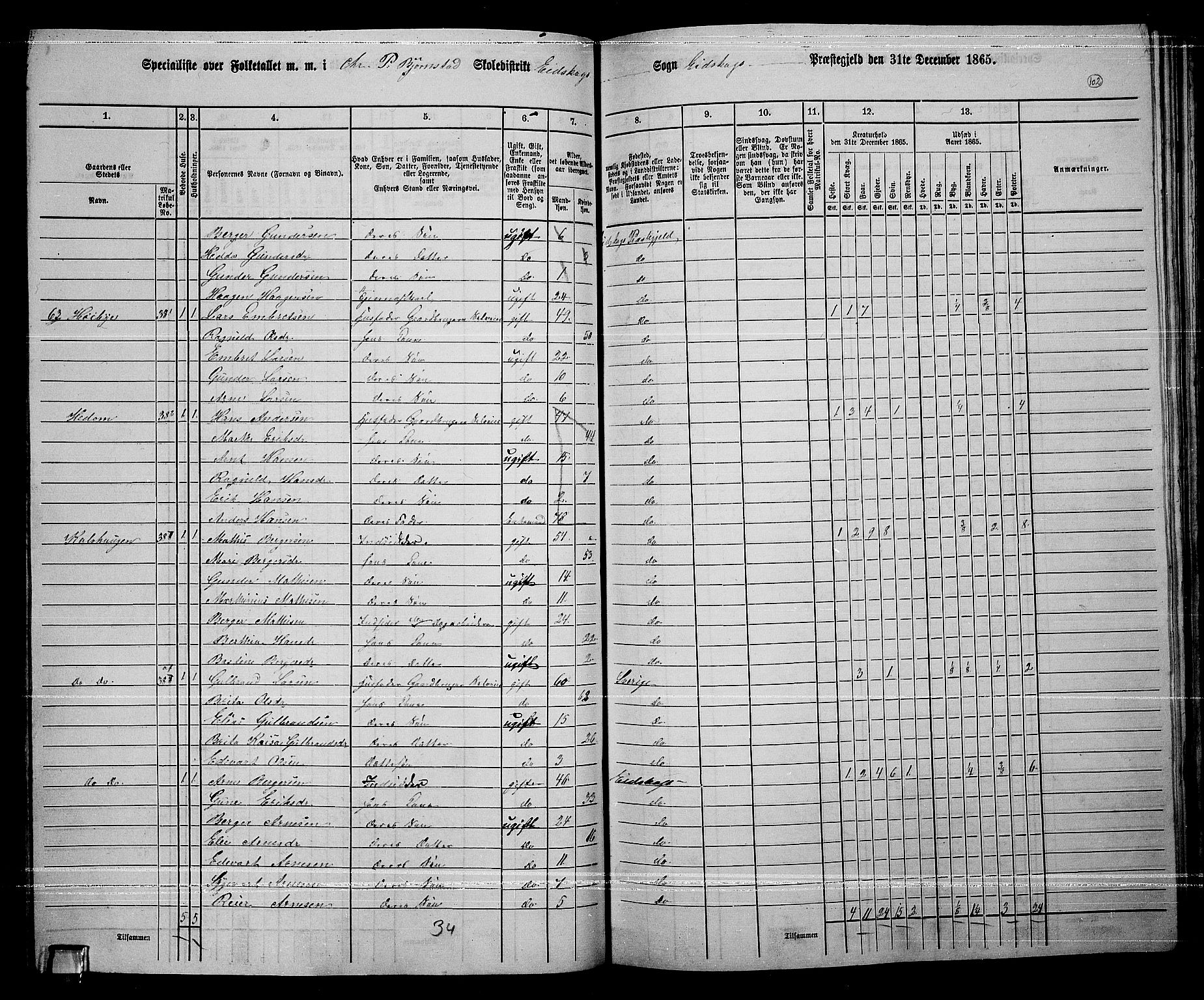 RA, 1865 census for Eidskog, 1865, p. 89