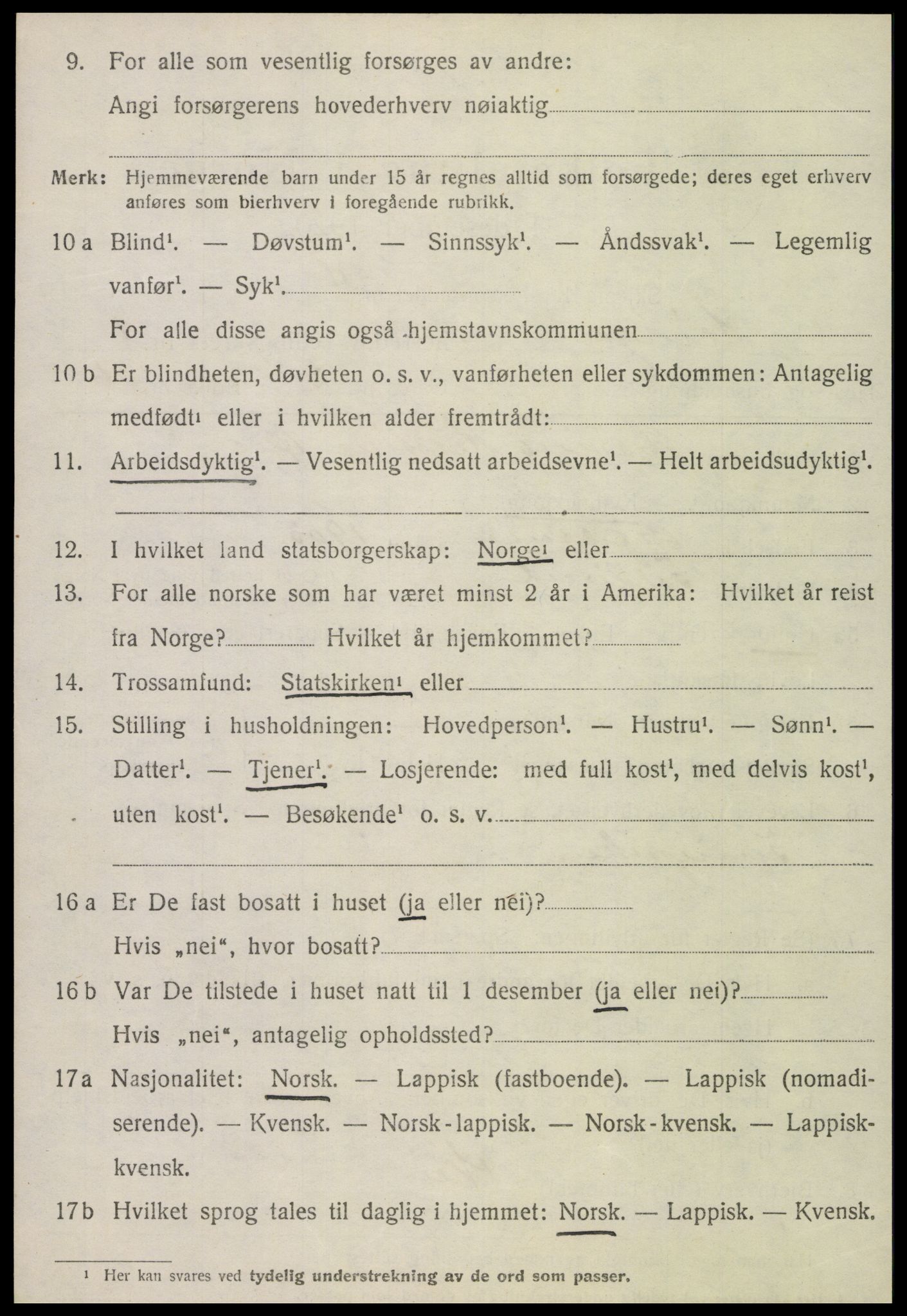 SAT, 1920 census for Klinga, 1920, p. 1394