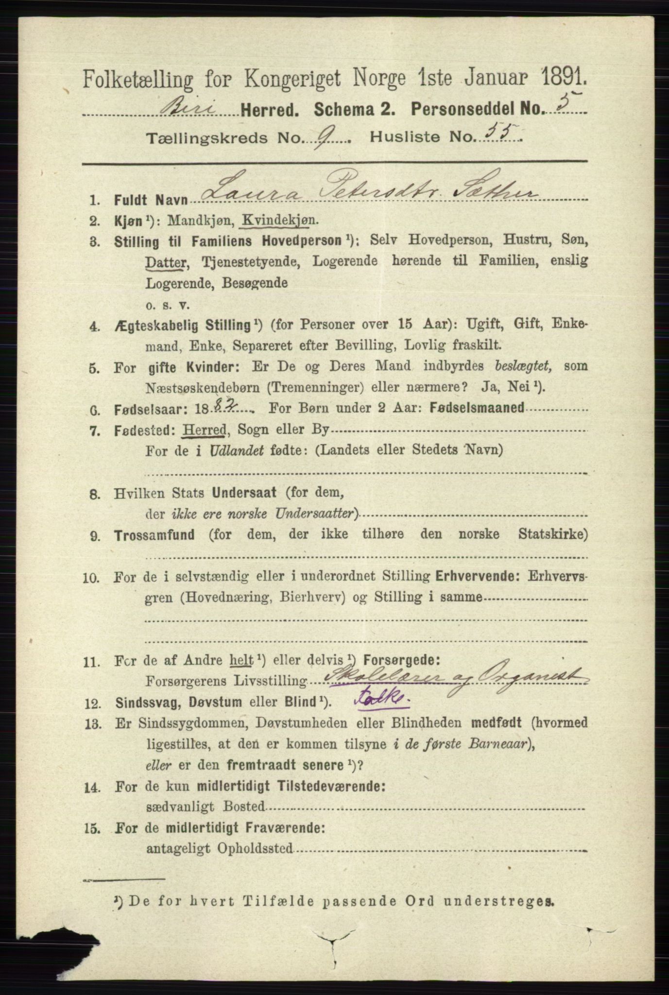 RA, 1891 census for 0525 Biri, 1891, p. 3732