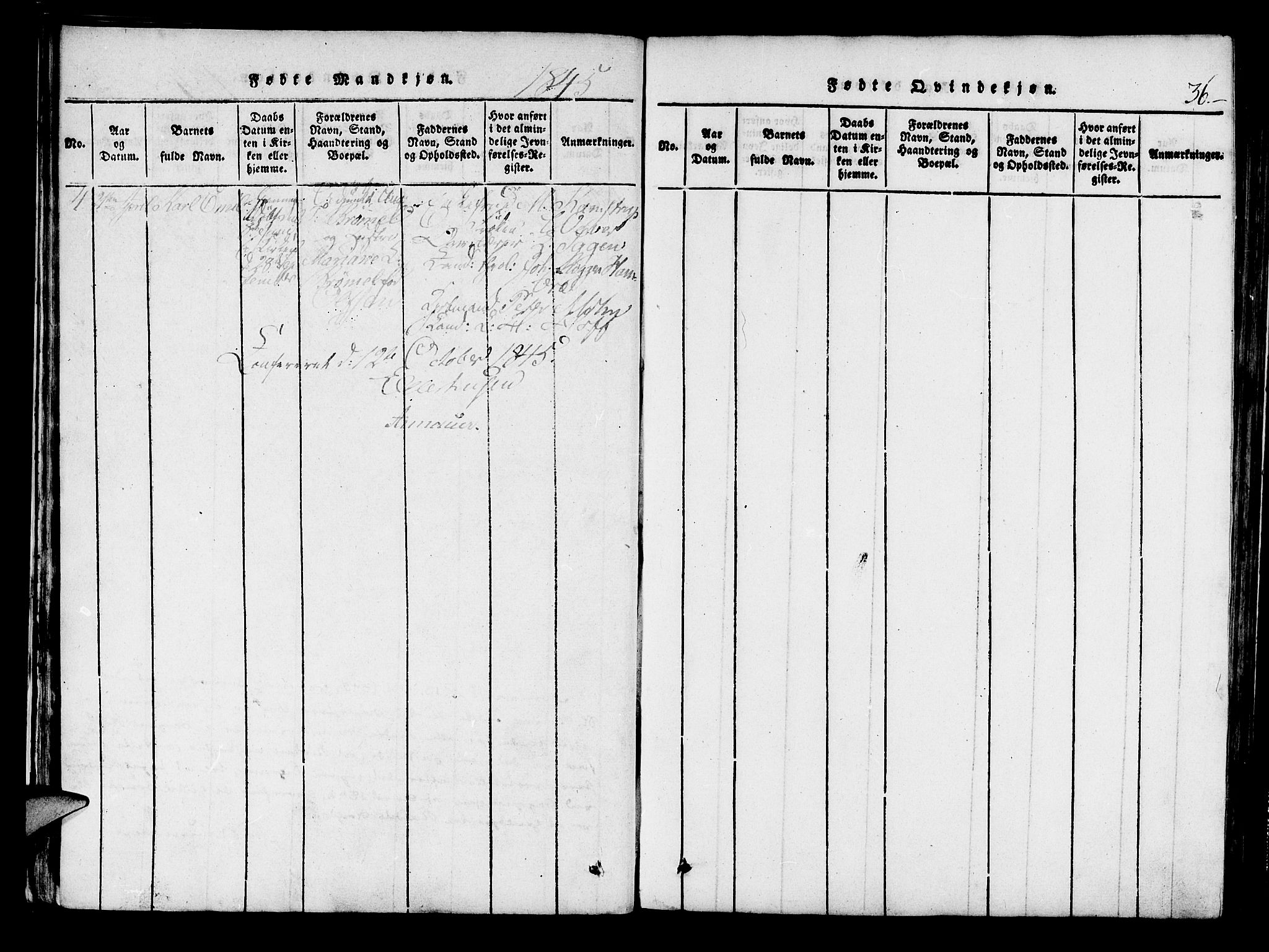 Mariakirken Sokneprestembete, SAB/A-76901/H/Haa/L0005: Parish register (official) no. A 5, 1815-1845, p. 36