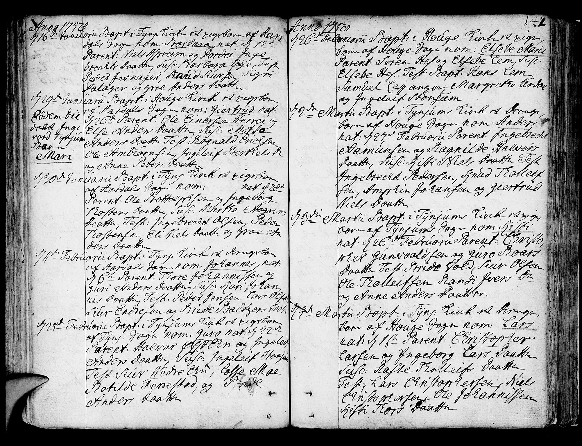 Lærdal sokneprestembete, SAB/A-81201: Parish register (official) no. A 2, 1752-1782, p. 141