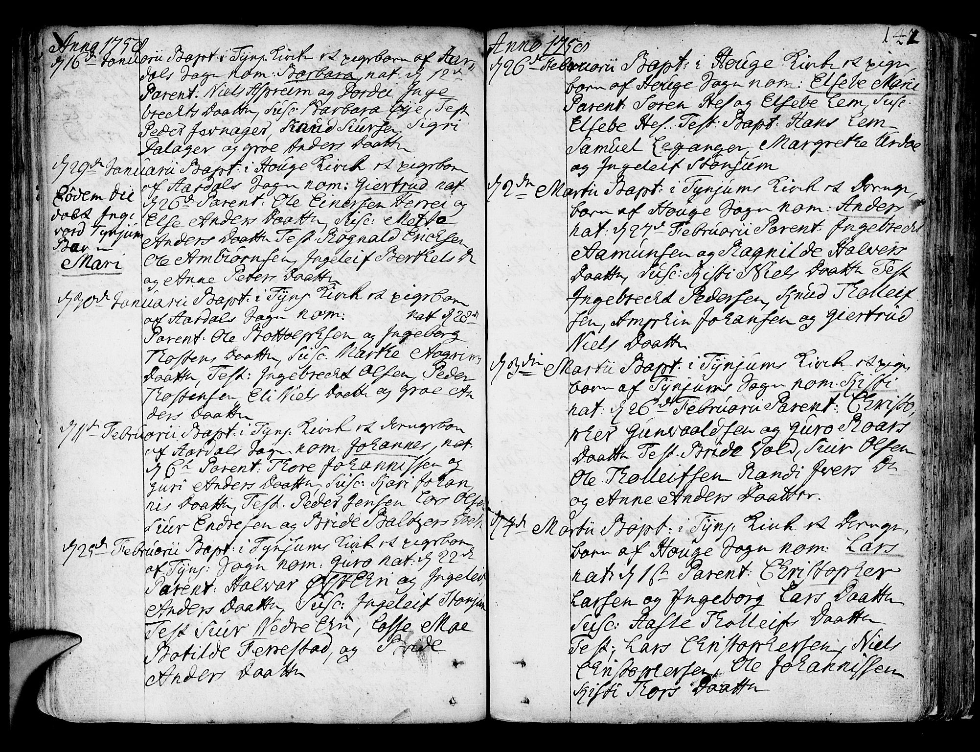 Lærdal sokneprestembete, AV/SAB-A-81201: Parish register (official) no. A 2, 1752-1782, p. 141