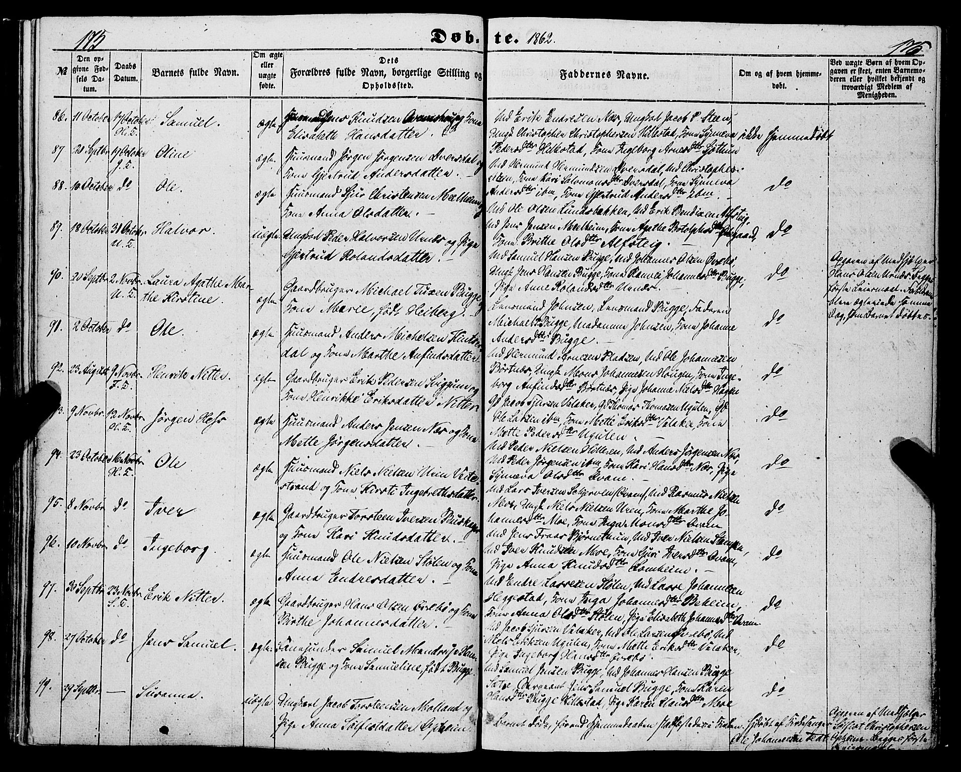 Hafslo sokneprestembete, AV/SAB-A-80301/H/Haa/Haaa/L0009: Parish register (official) no. A 9, 1852-1873, p. 175-176