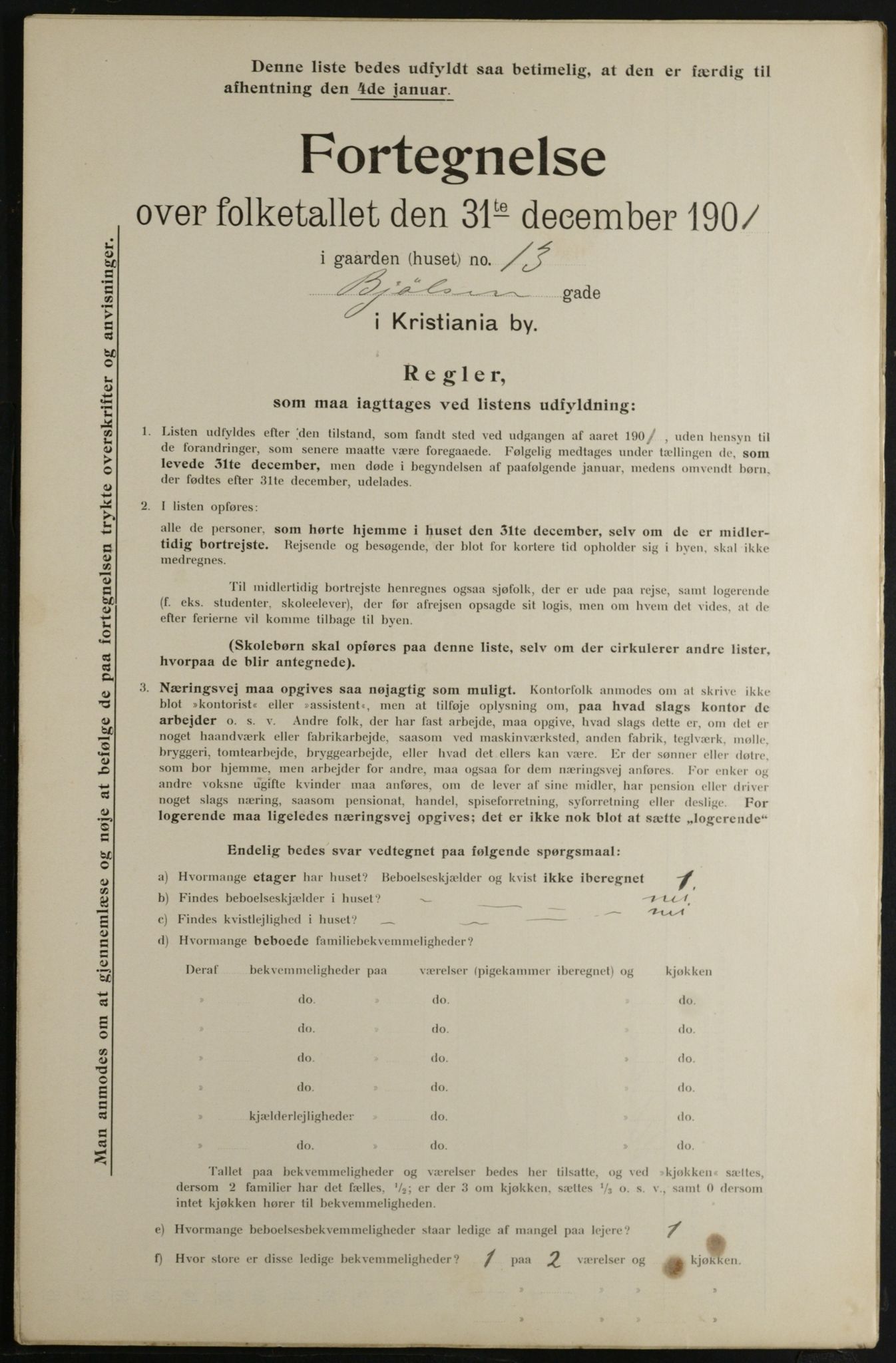 OBA, Municipal Census 1901 for Kristiania, 1901, p. 1081