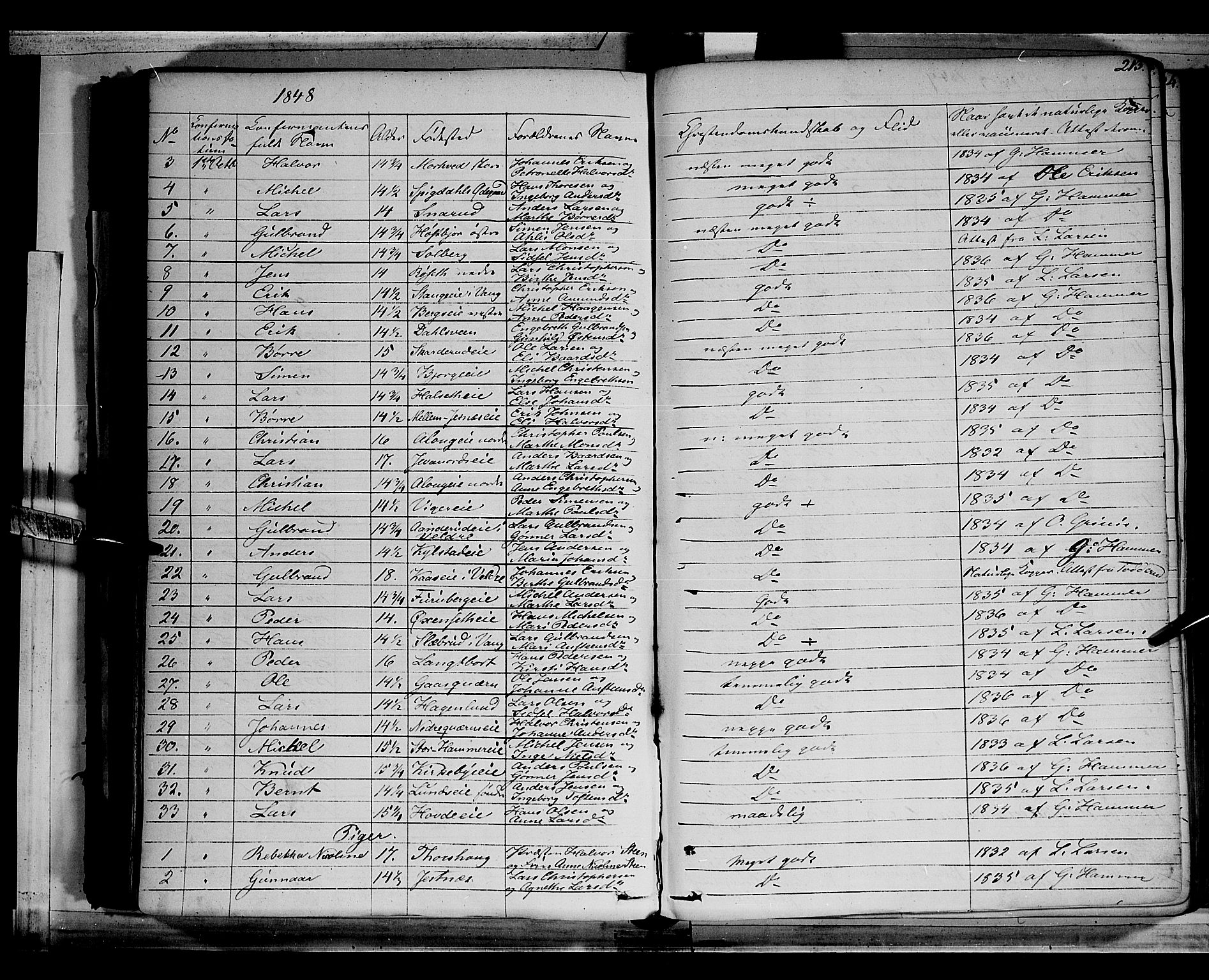 Vang prestekontor, Hedmark, AV/SAH-PREST-008/H/Ha/Haa/L0010: Parish register (official) no. 10, 1841-1855, p. 213