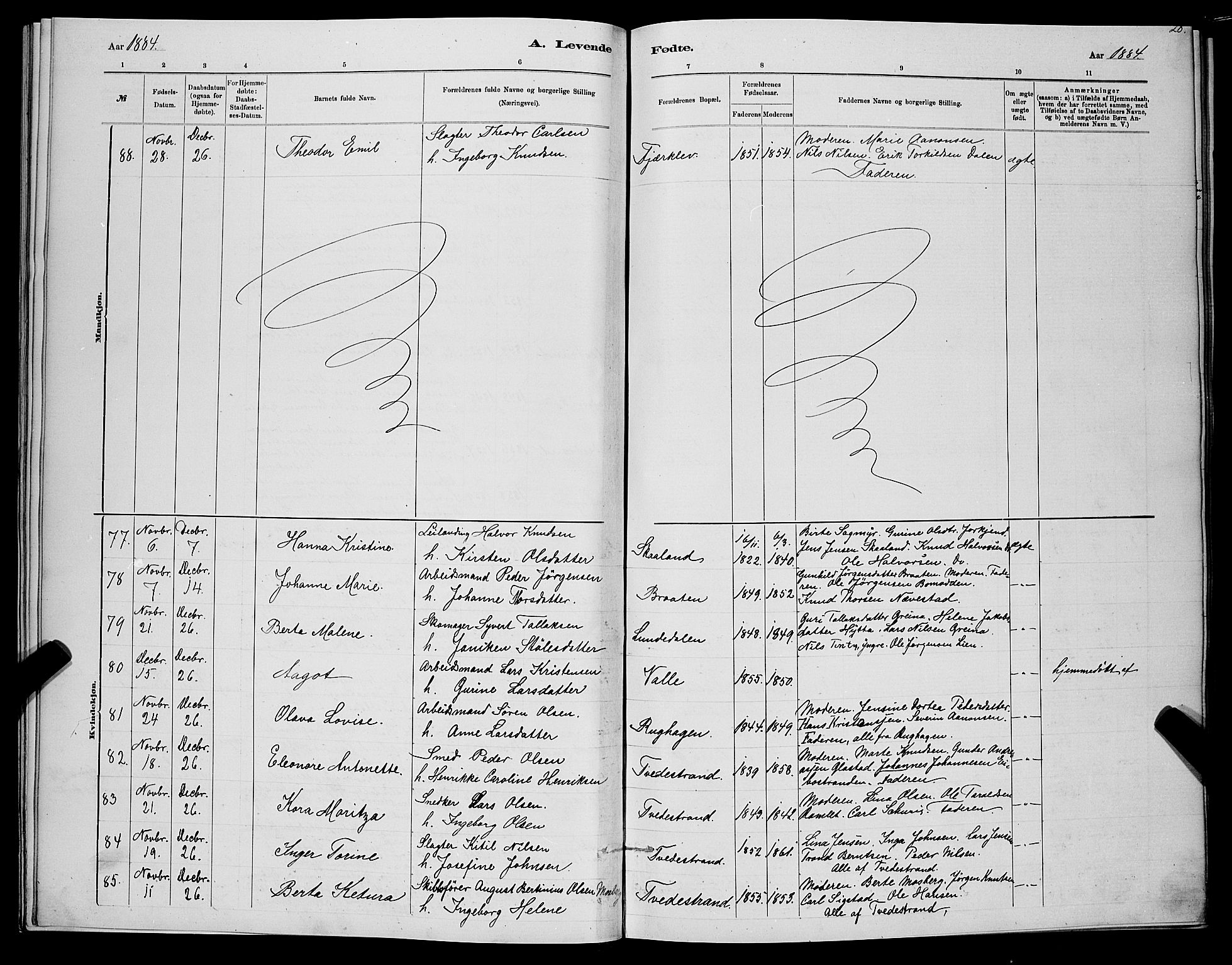 Holt sokneprestkontor, SAK/1111-0021/F/Fb/L0010: Parish register (copy) no. B 10, 1883-1896, p. 28