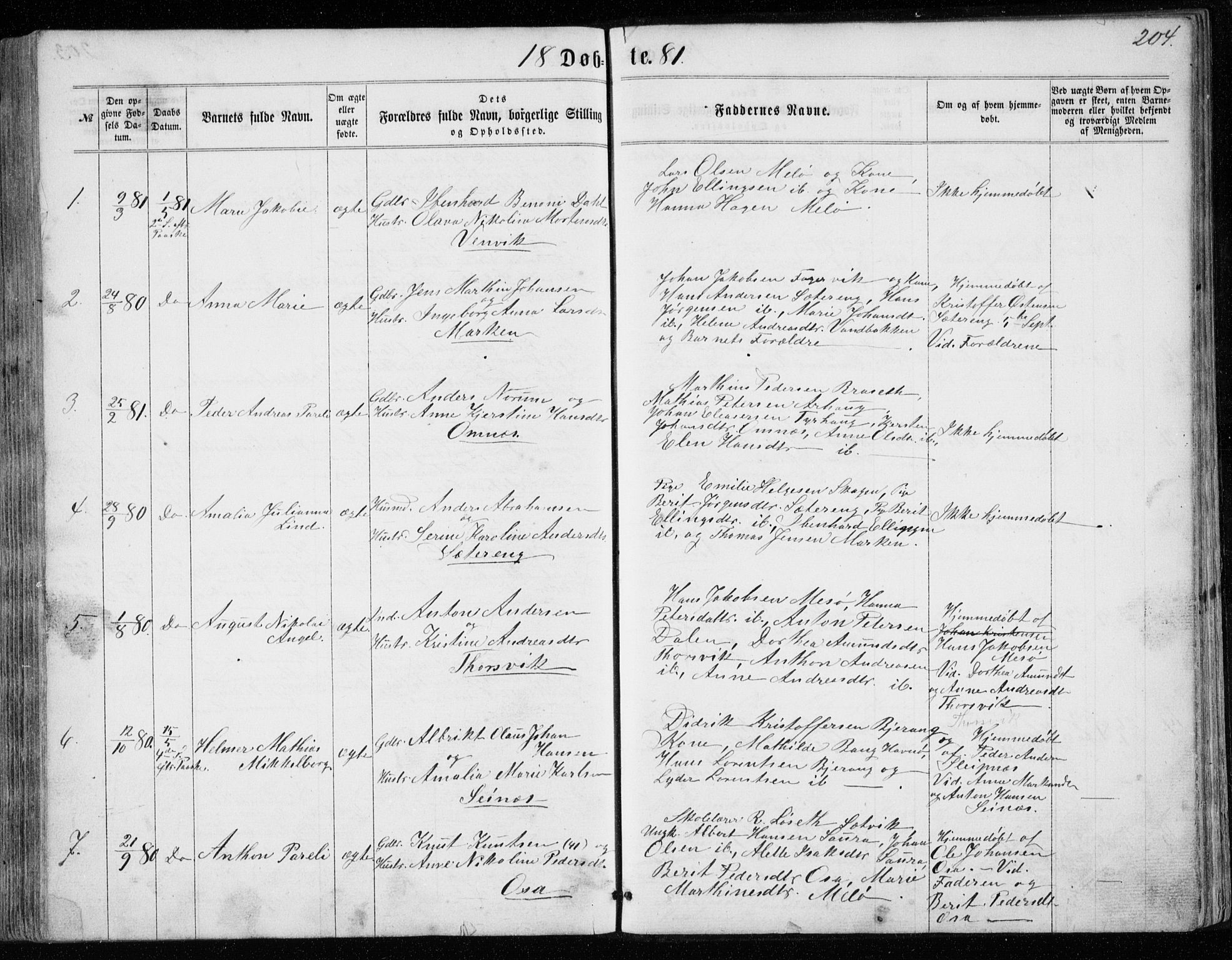 Ministerialprotokoller, klokkerbøker og fødselsregistre - Nordland, SAT/A-1459/843/L0634: Parish register (copy) no. 843C03, 1860-1884, p. 204