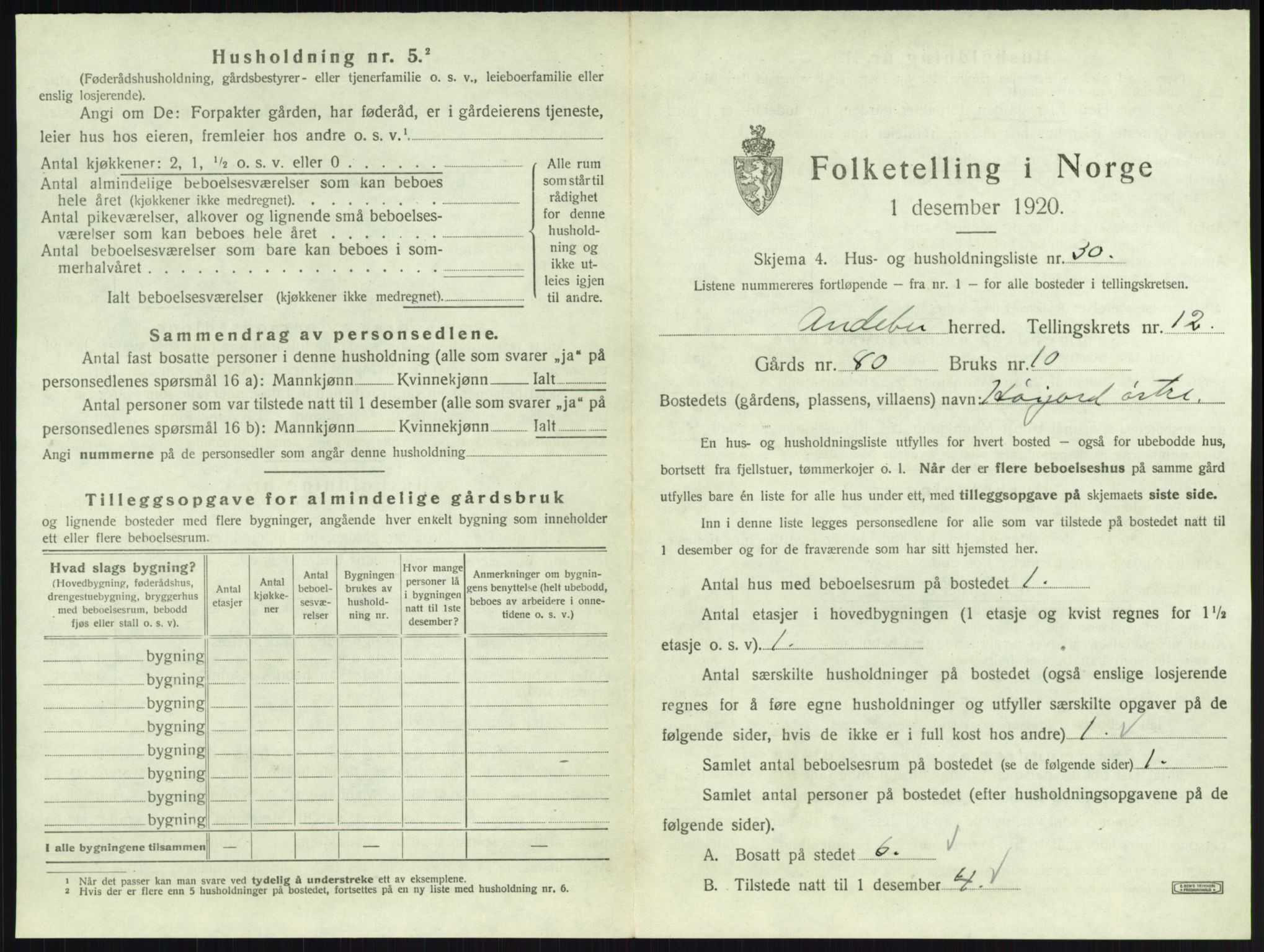 SAKO, 1920 census for Andebu, 1920, p. 708