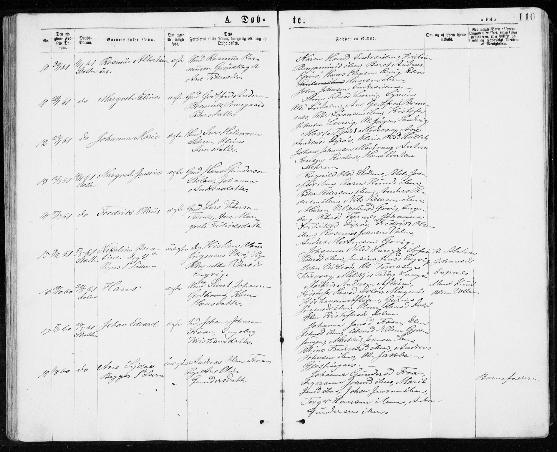 Ministerialprotokoller, klokkerbøker og fødselsregistre - Sør-Trøndelag, AV/SAT-A-1456/640/L0576: Parish register (official) no. 640A01, 1846-1876, p. 110