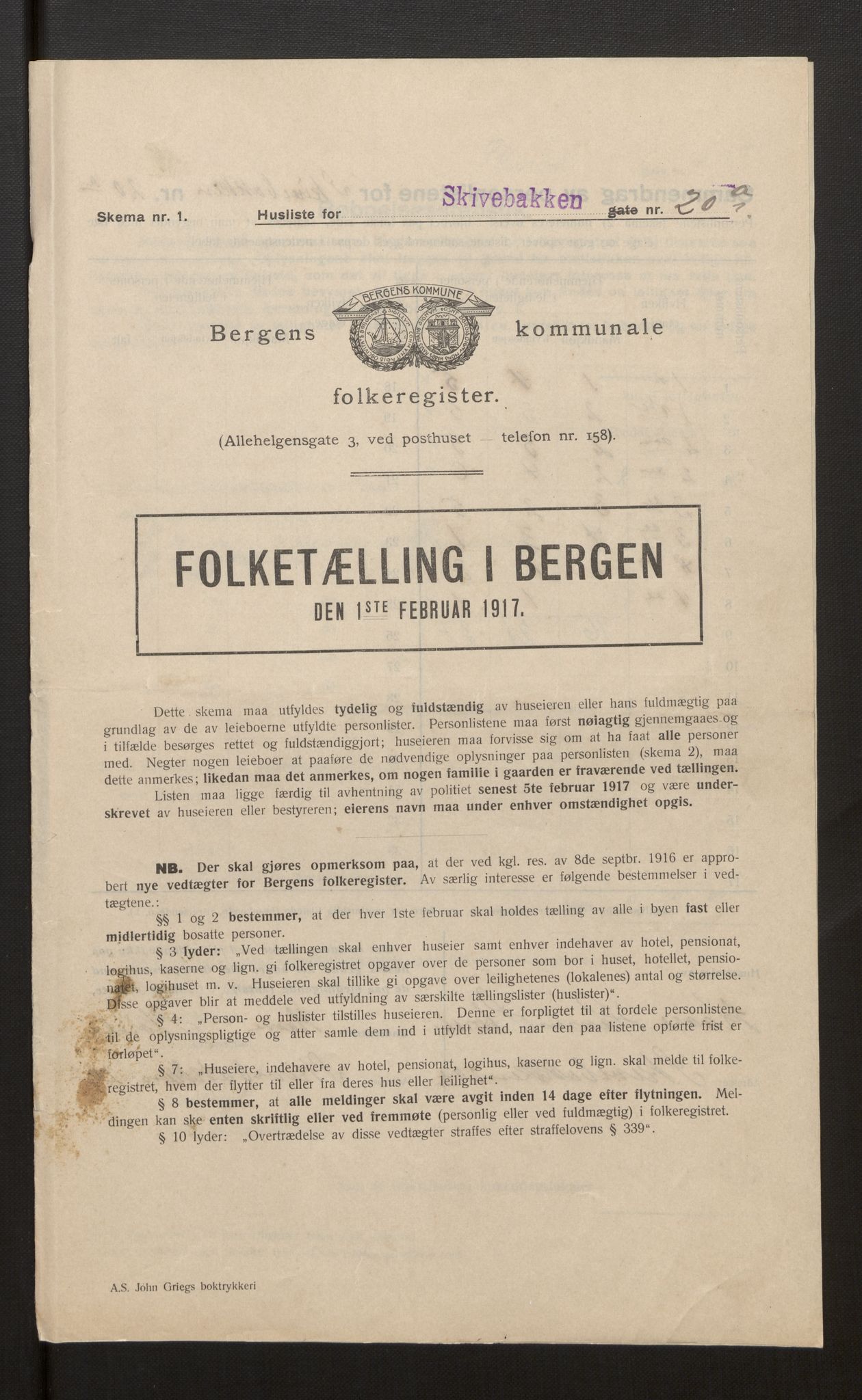 SAB, Municipal Census 1917 for Bergen, 1917, p. 34757